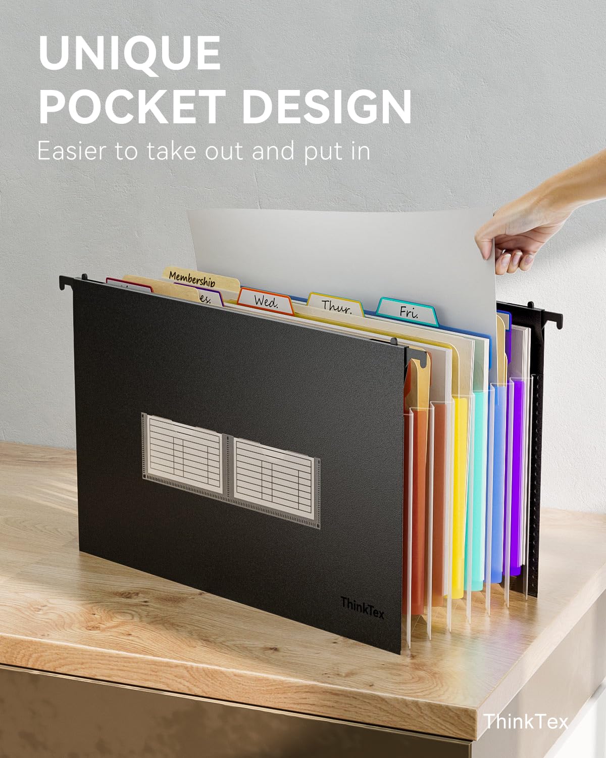 Plastic Expanding Hanging File Folders, 7 Innovative 1.2", Large Capacity - Letter / Legal size