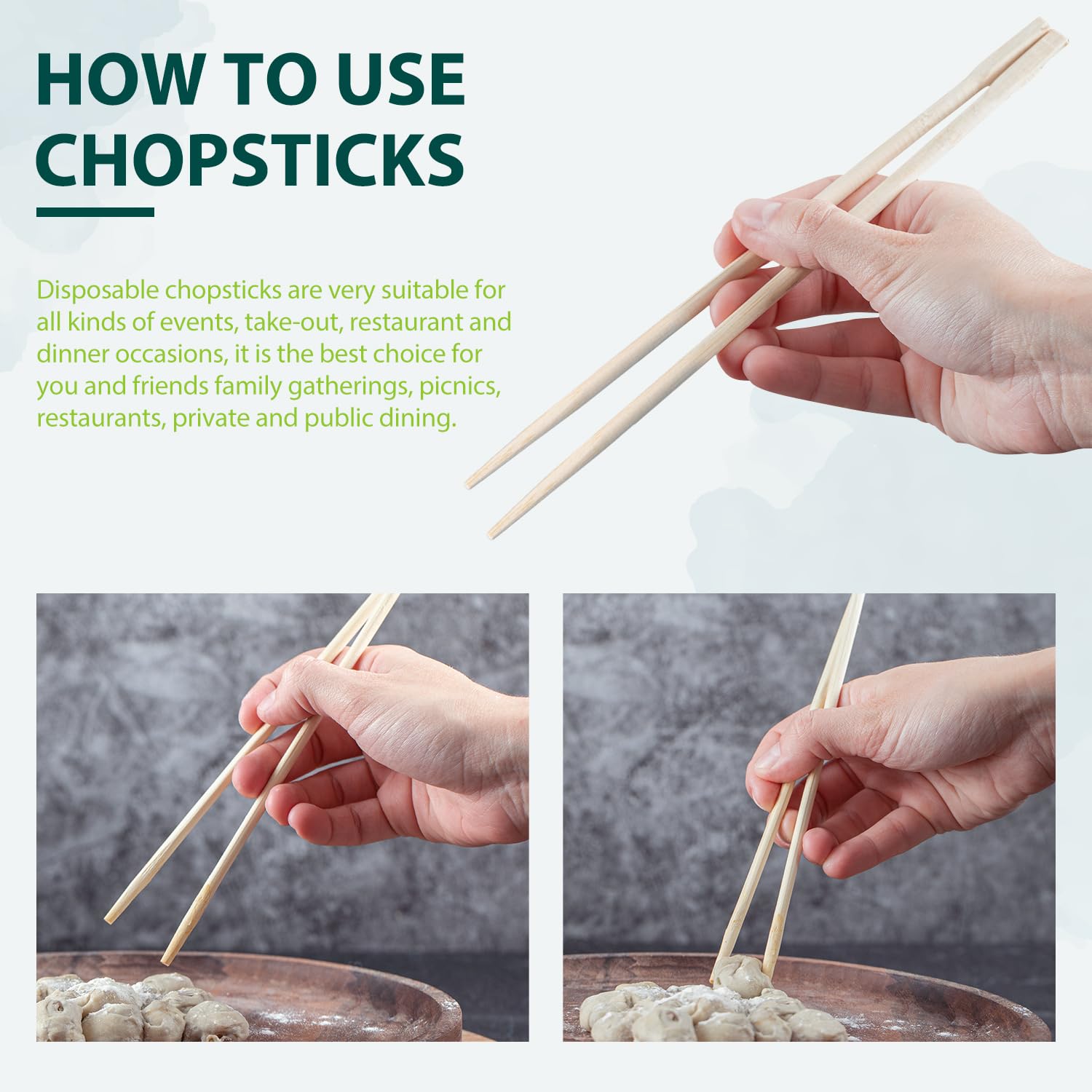 [500 Pairs] Premium Quality Disposable Bamboo Chopsticks, 9" Length