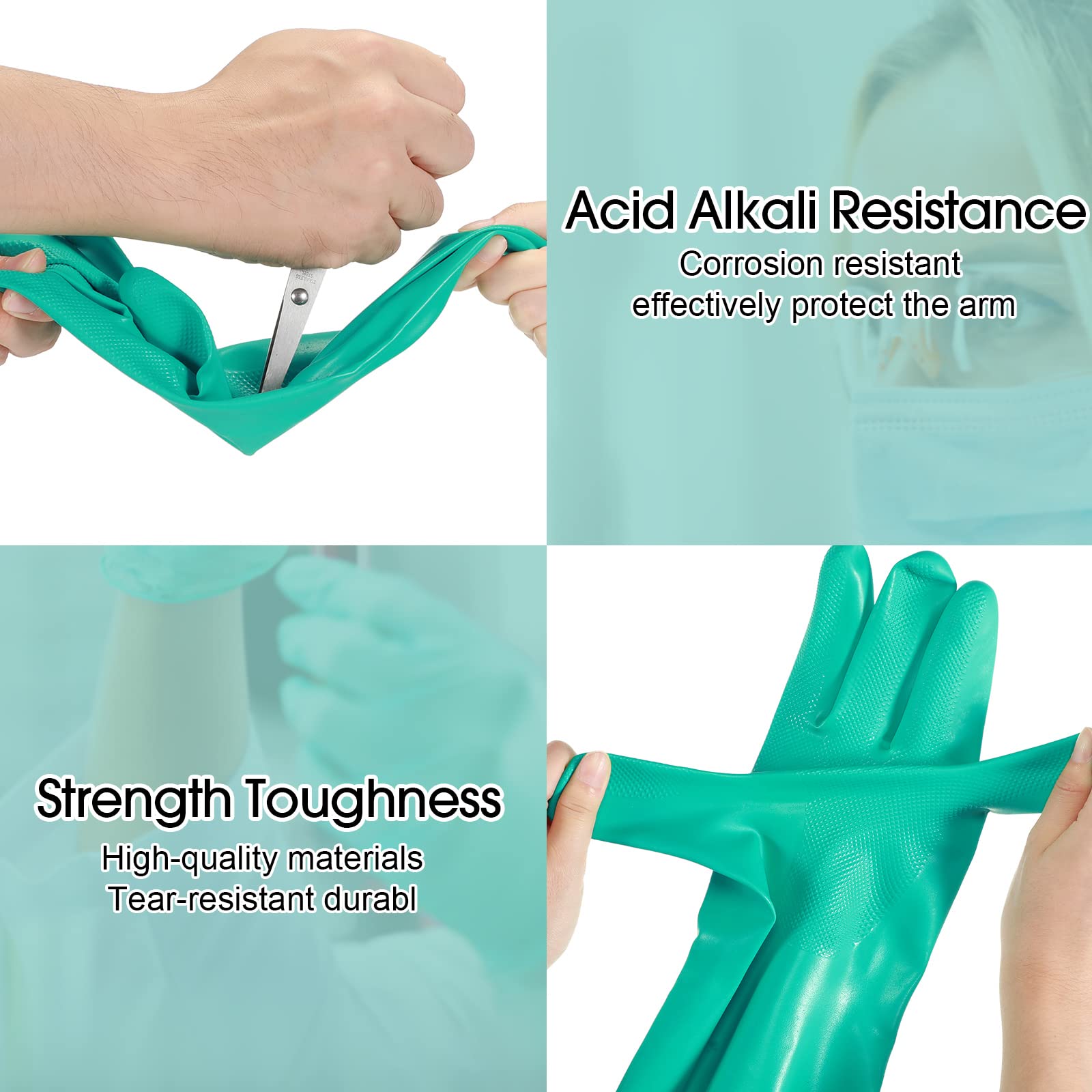 [20 Pairs] Chemical Resistant Gloves Heavy Duty Nitrile Gloves