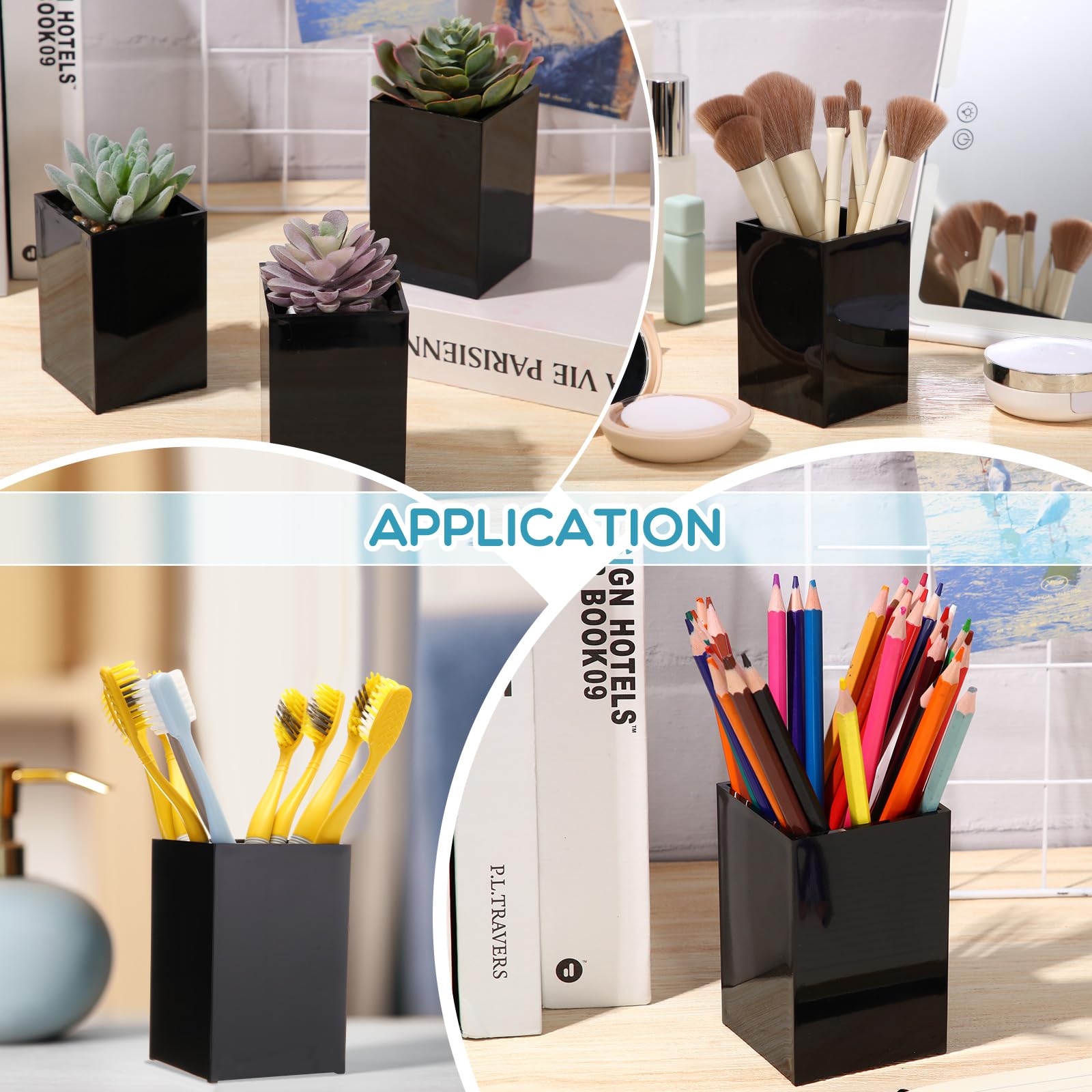 20 Pieces Acrylic Pencil Holdet (Black/White/Clear)