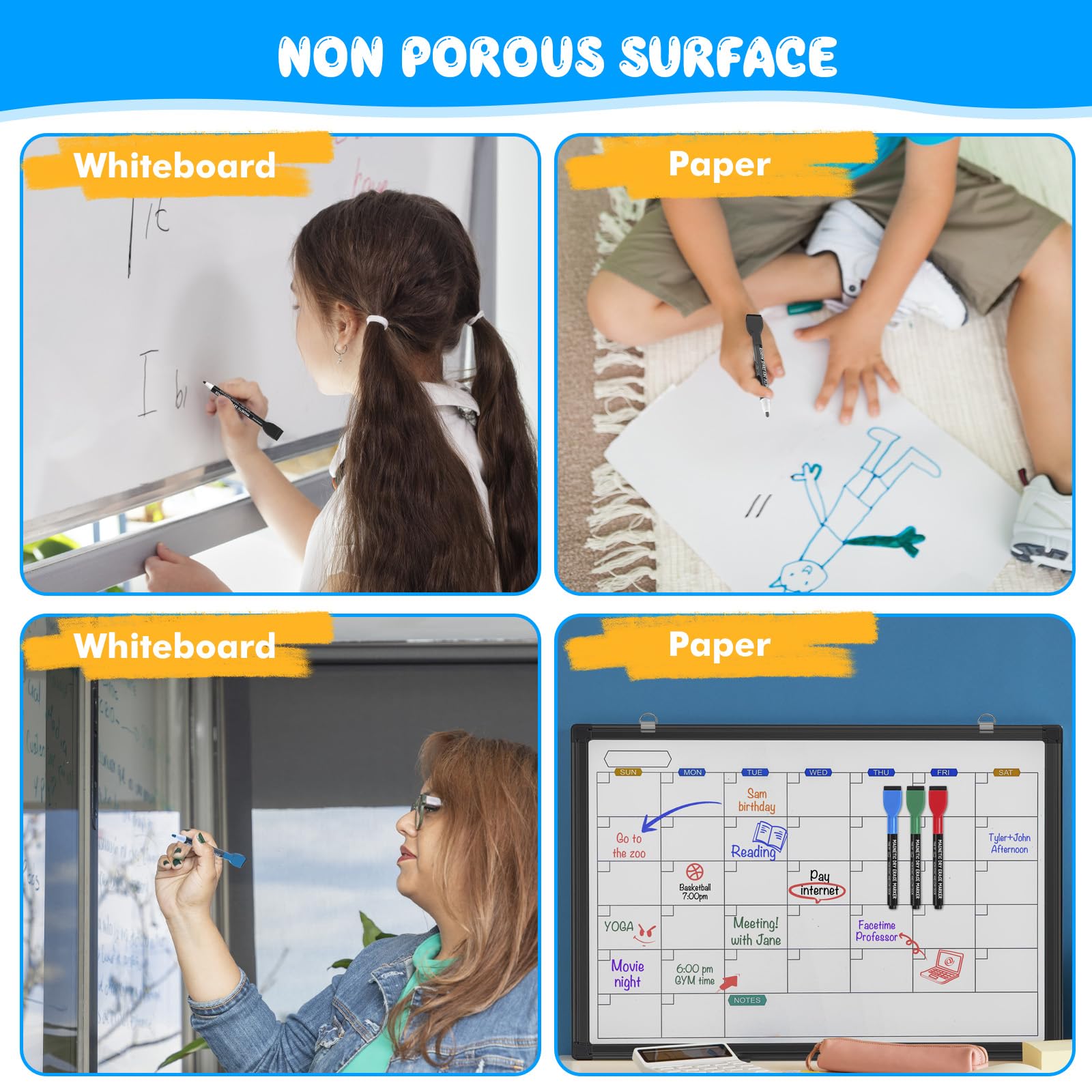 [12 / 24 / 36 PCS] Magnetic Dry Erase Markers Fine Tip with Eraser Cap