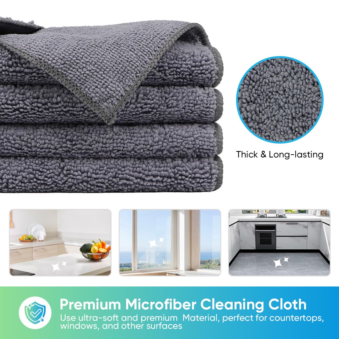 Microfiber Cleaning Cloth, 11.5X11.5 inch, 8/12/35/50/100 Pack