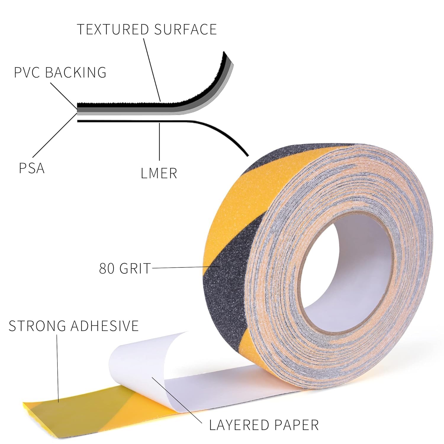 [1 Roll] Anti-Slip Safety Tape for Indoor/Outdoor, Compatible with Plastic, Wood, Ceramic, Glass, Metal