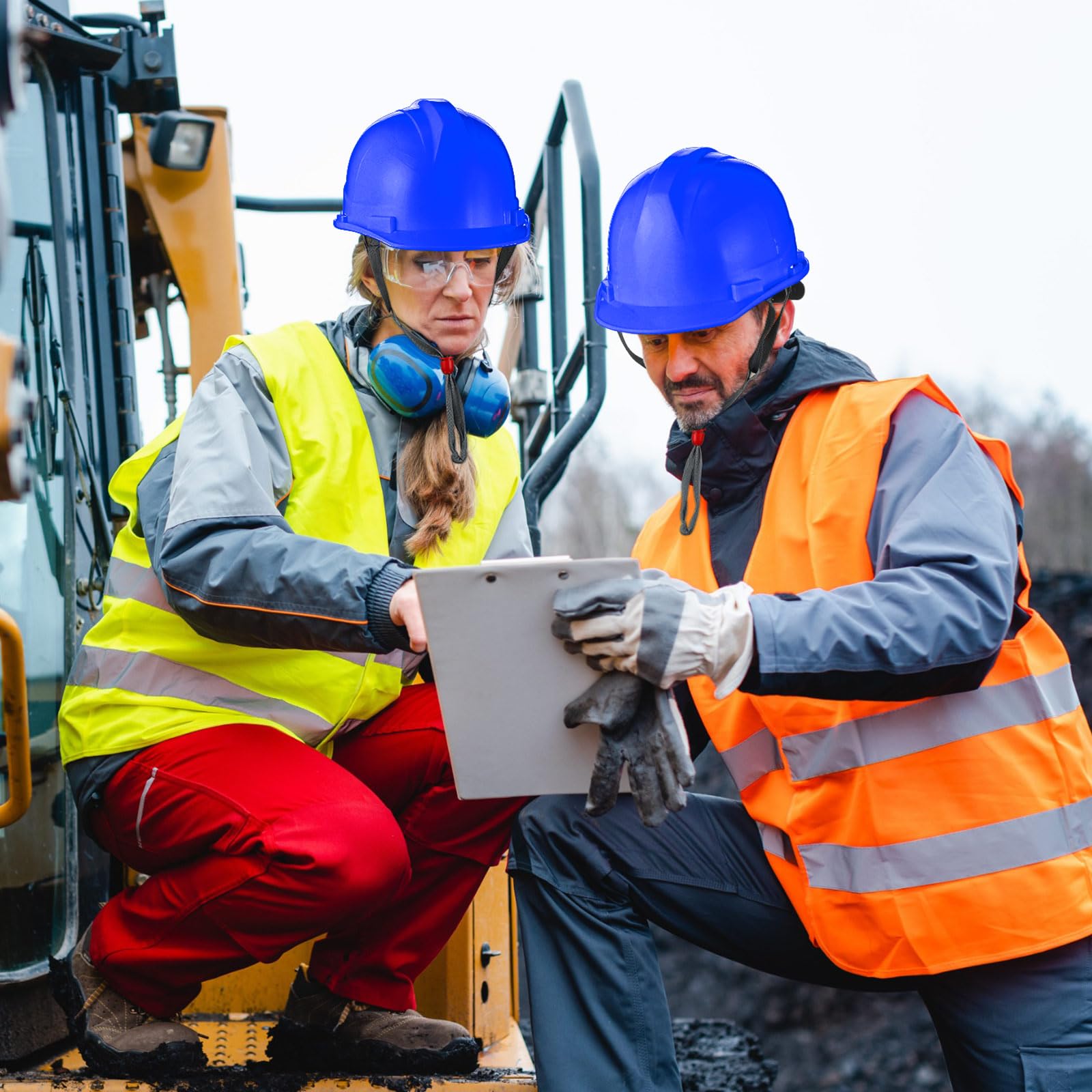 [10 Pcs] Suspension Hard Hat for Construction, Ratchet Cap Style w/ Self Adjusting Straps for Man & Woman