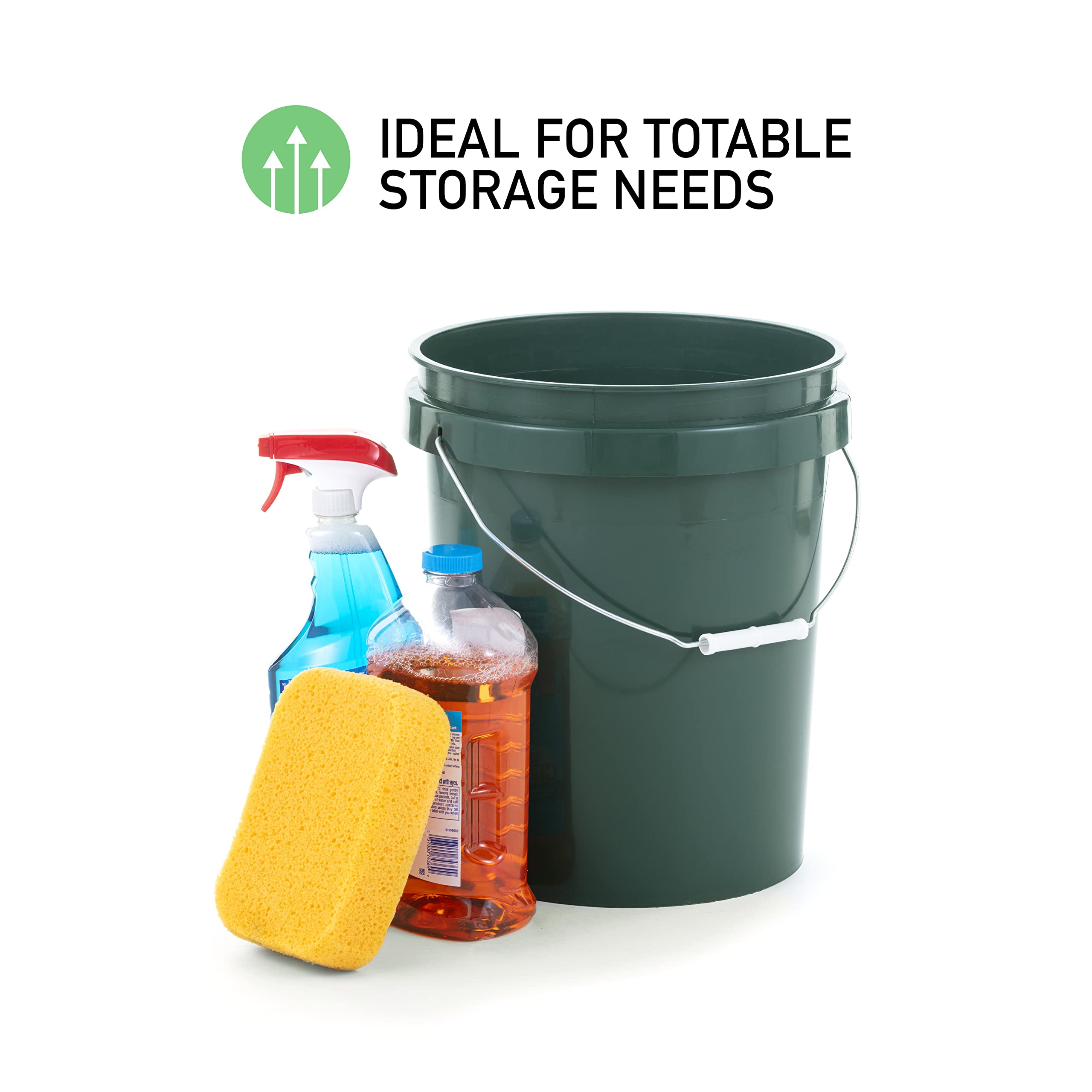 [3 Pack] 5 Gallon Bucket, Heavy Duty Plastic Bucket