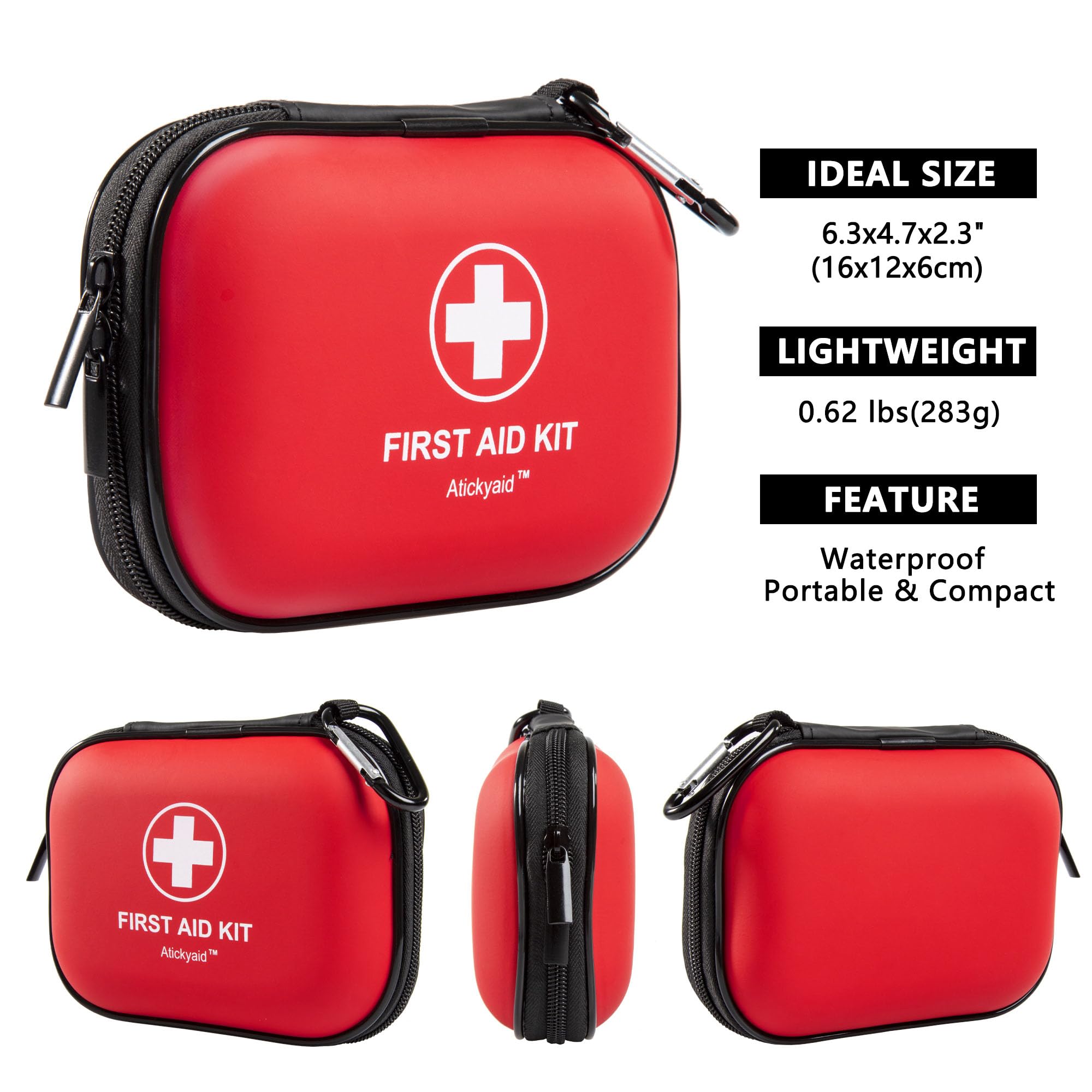 Mini First Aid Kit - 120 Piece Small Waterproof Hard Shell Medical Kit