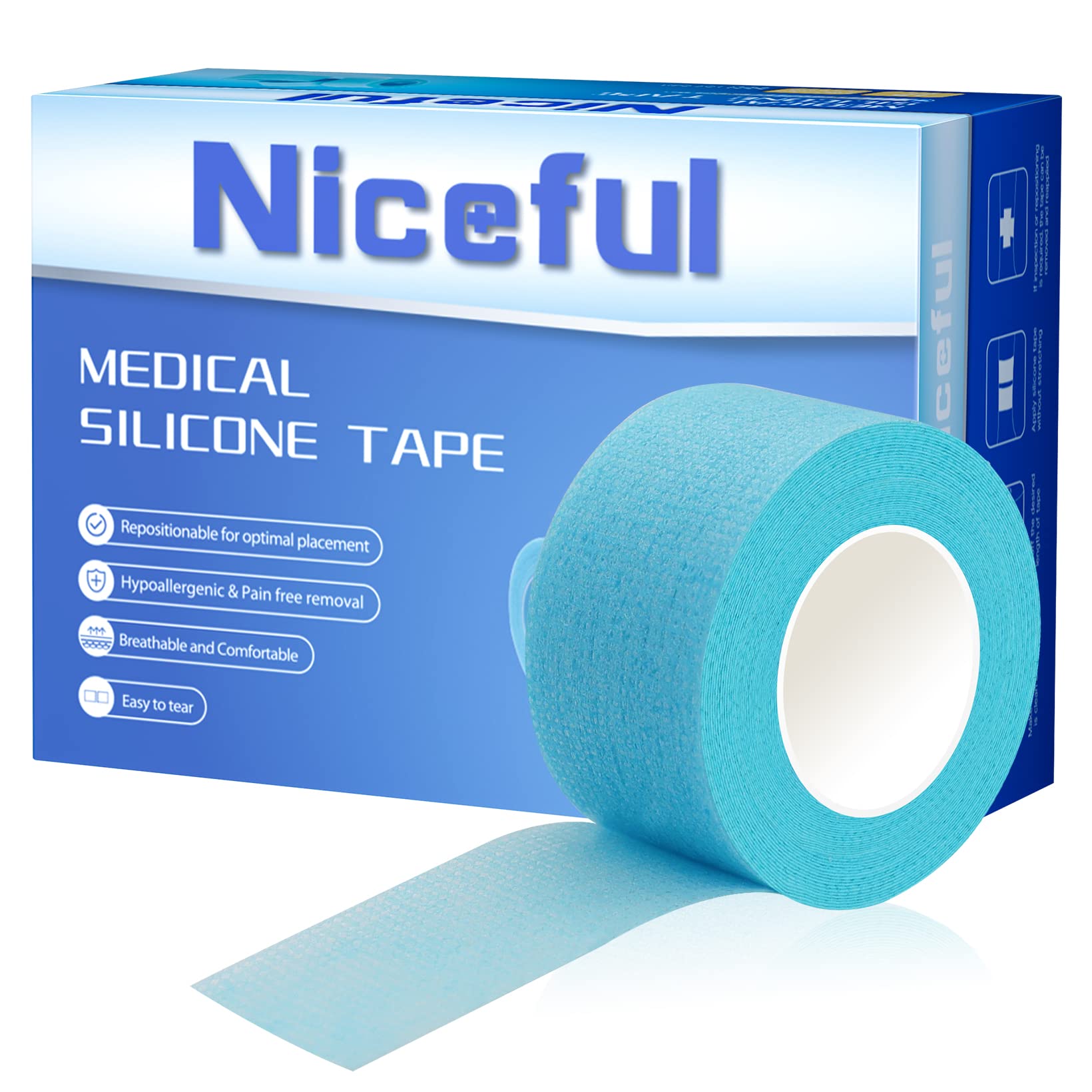 Niceful 4 or 12 Rolls Silicone Sensitive Skin Tape 1"x 4 Yard