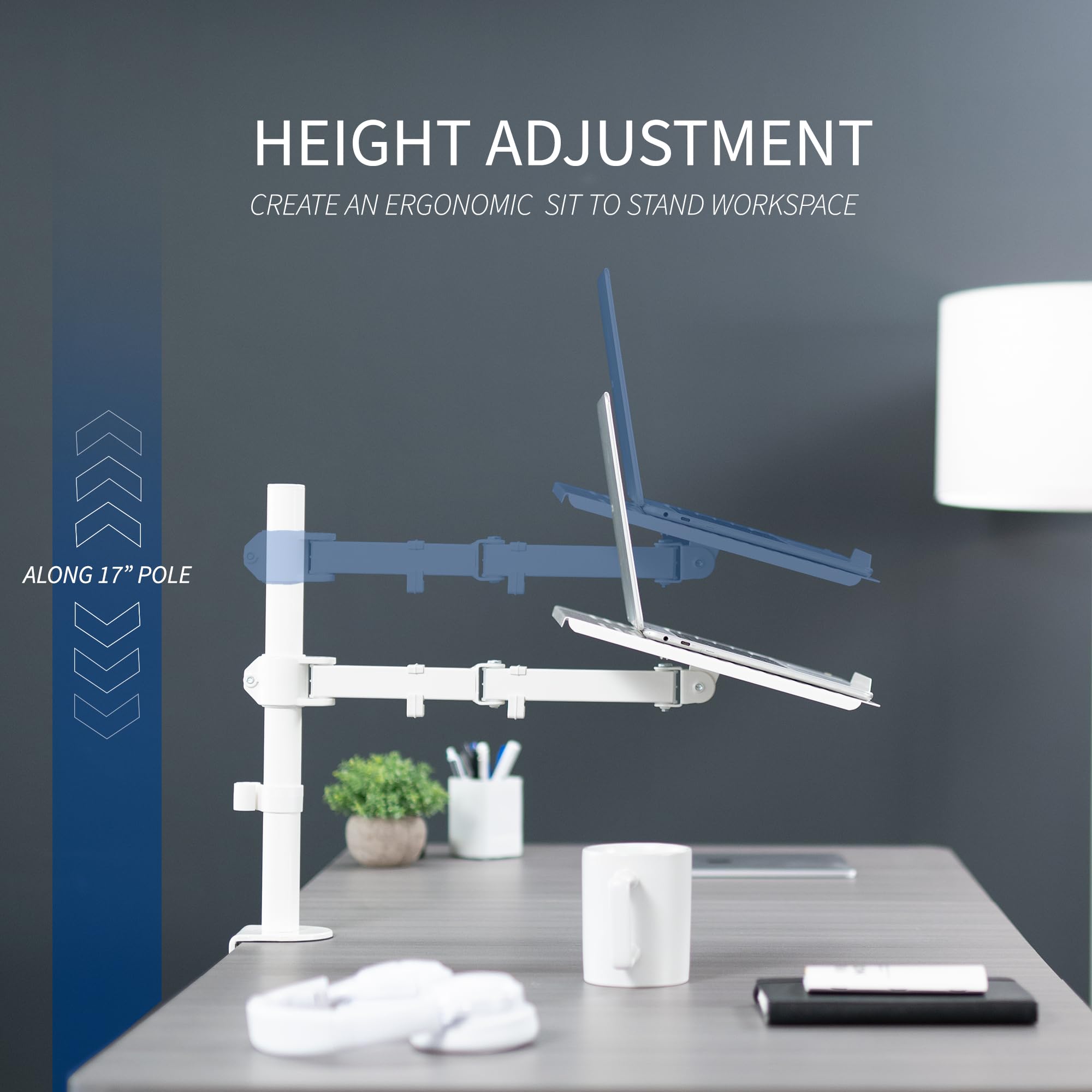 [1 PC] Single Laptop Notebook Desk Mount Stand, Fits up to 17 inch Laptops