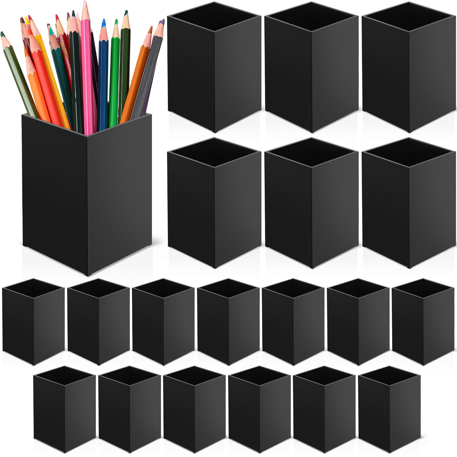 20 Pieces Acrylic Pencil Holdet (Black/White/Clear)