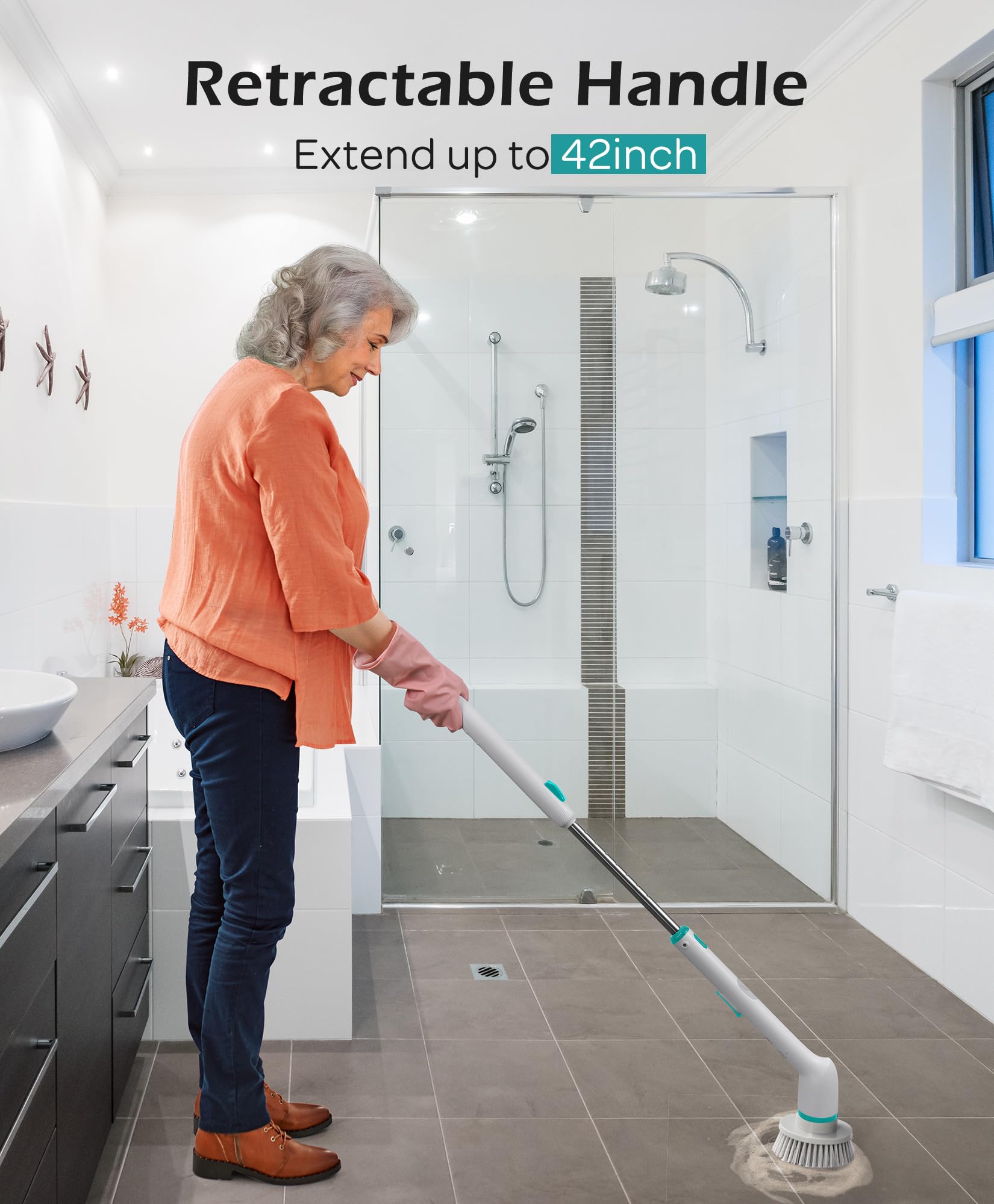 Electric Spin Scrubber, IPX7 Waterproof Bathroom Cleaner Brush