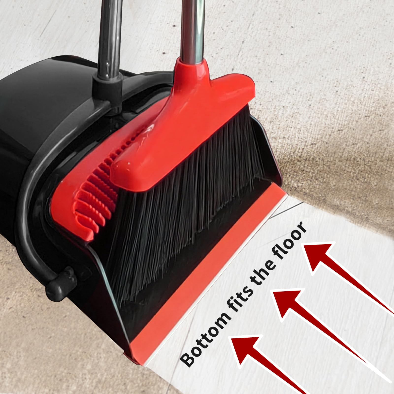 Broom and dustpan set(51" long), Adjustable length stainless steel broomstick