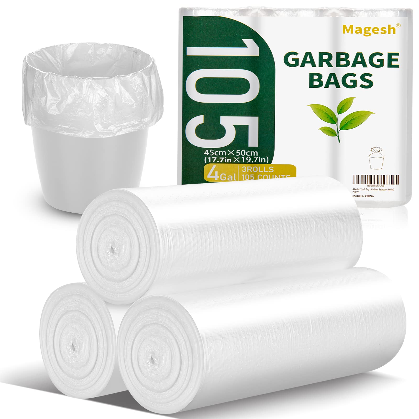 Magesh 4 Gallon Trash Bag Strong, 15L, 105 Bags