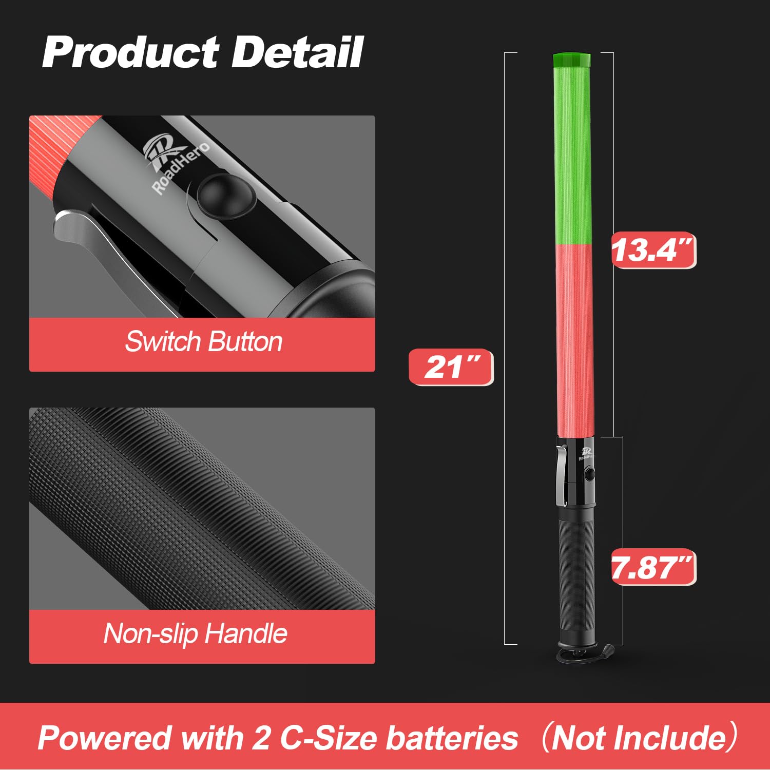 [2 / 4 Pack] Traffic Wand, 21 Inch Led Traffic Control Baton