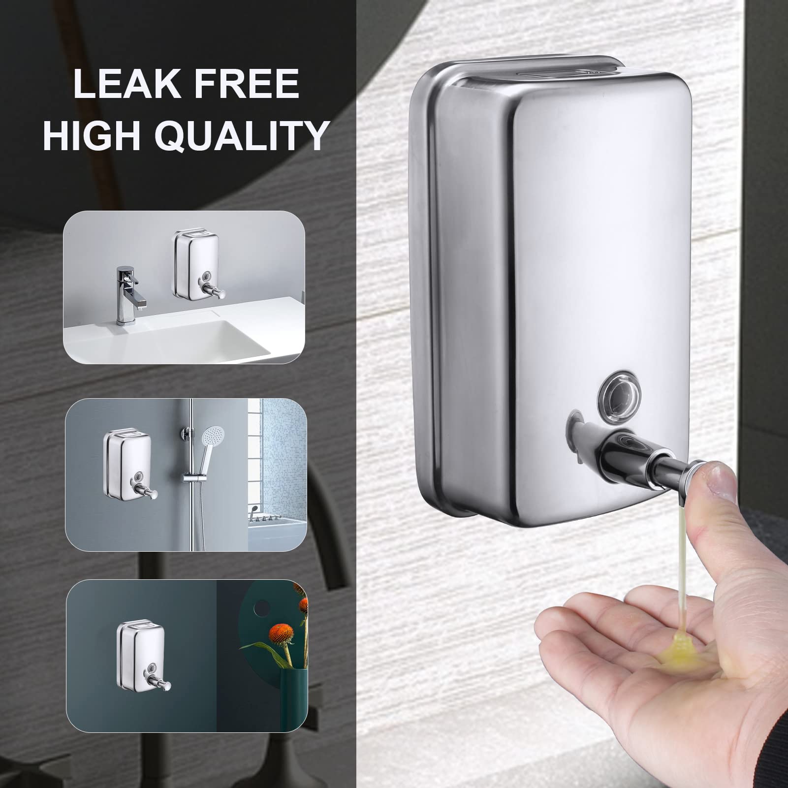 Commercial Soap Dispenser Wall Mount Stainless Steel (17 Fl Oz / 34 Fl Oz)