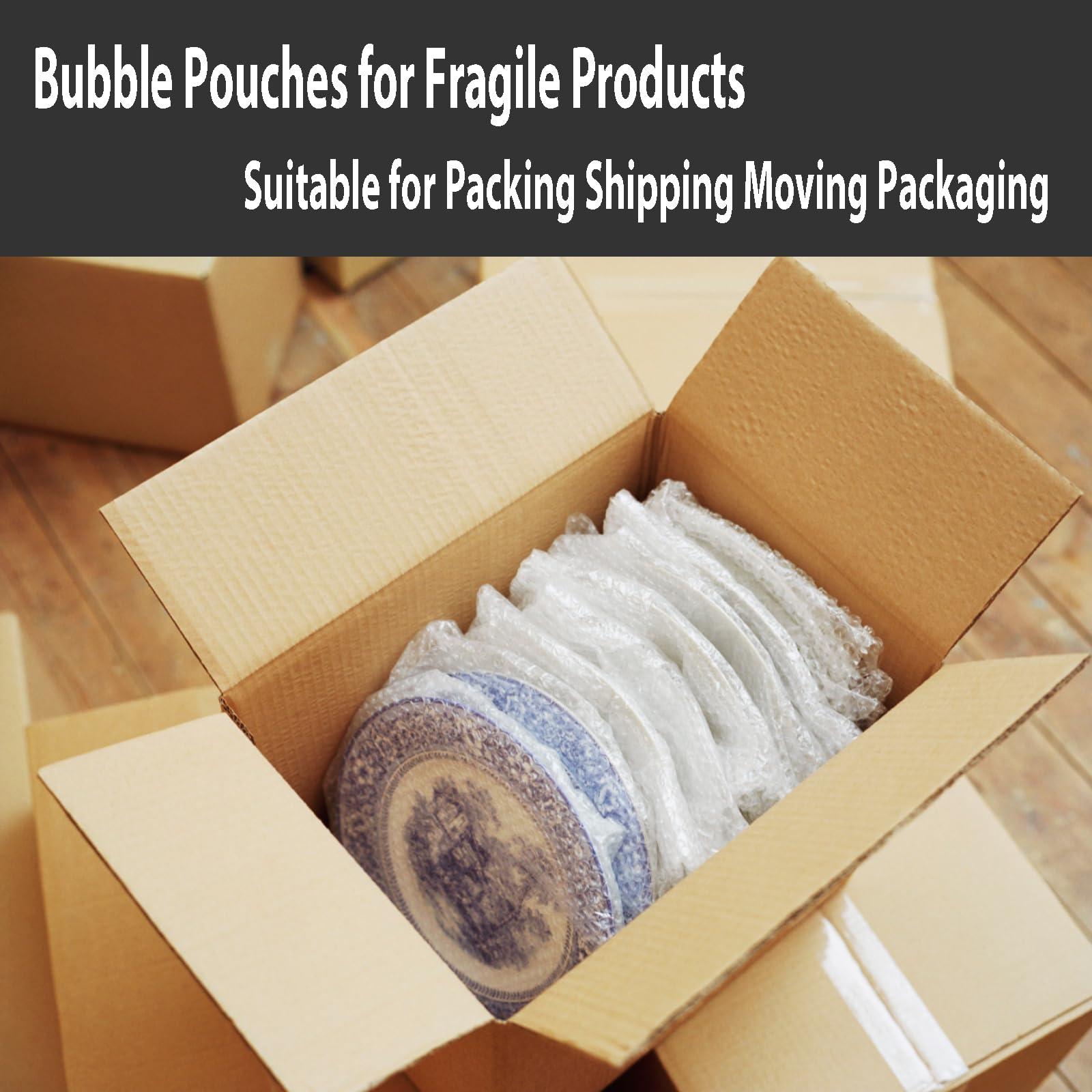 200 Pcs Clear Bubble Out Bags 6”x8”/ 12"x12" / 16"x20", Bubble Pouches Wrap Bag