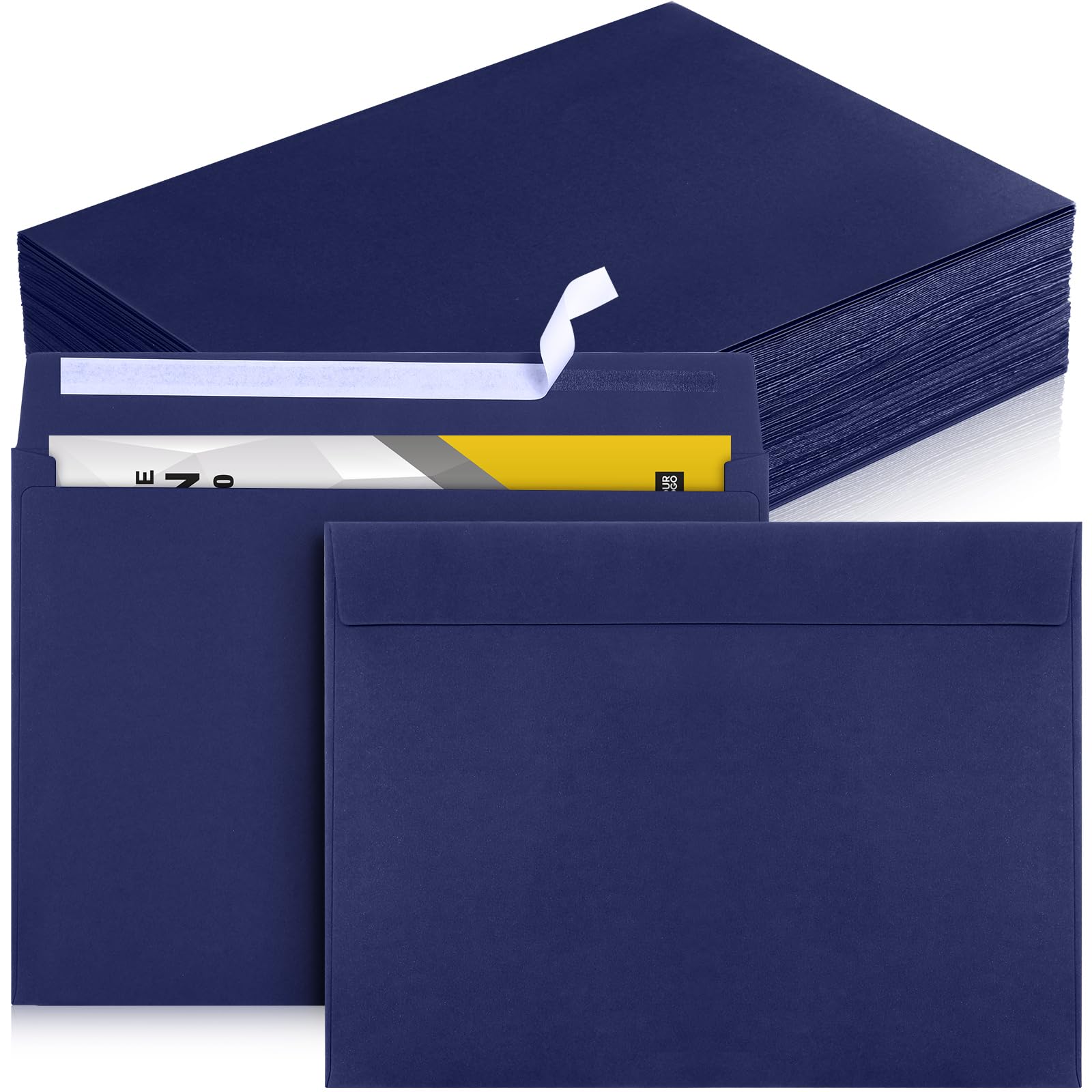 [100 Pack] Booklet Envelopes 9 x 12 Open End Envelope 80 lb 120gsm (Black & Navy Blue)