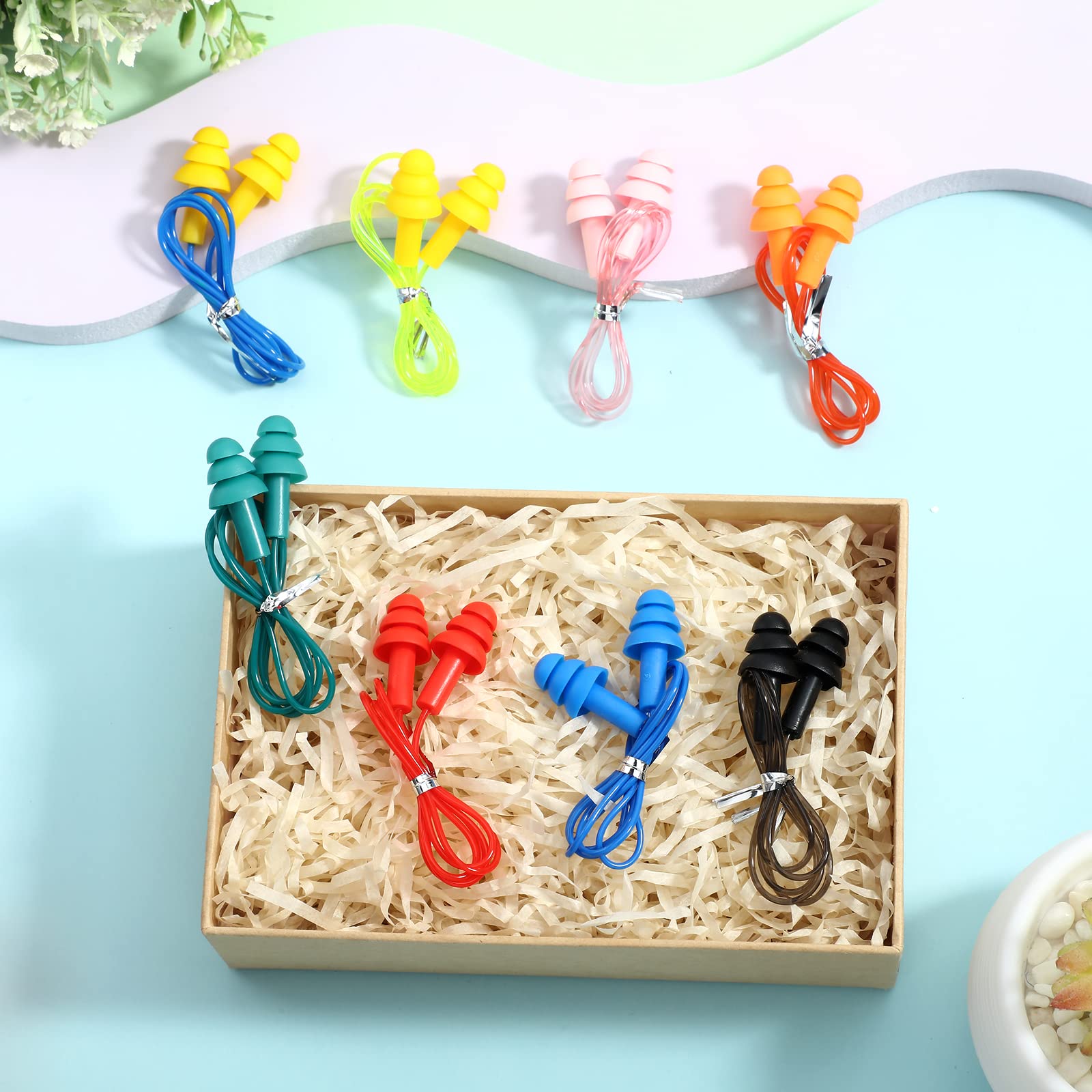 [200 Pairs] Corded Silicone Earplugs for Noise Reduction, Reusable