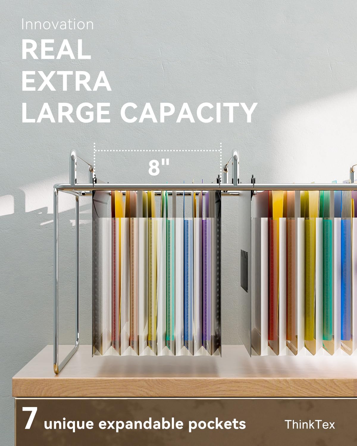 Plastic Expanding Hanging File Folders, 7 Innovative 1.2", Large Capacity - Letter / Legal size