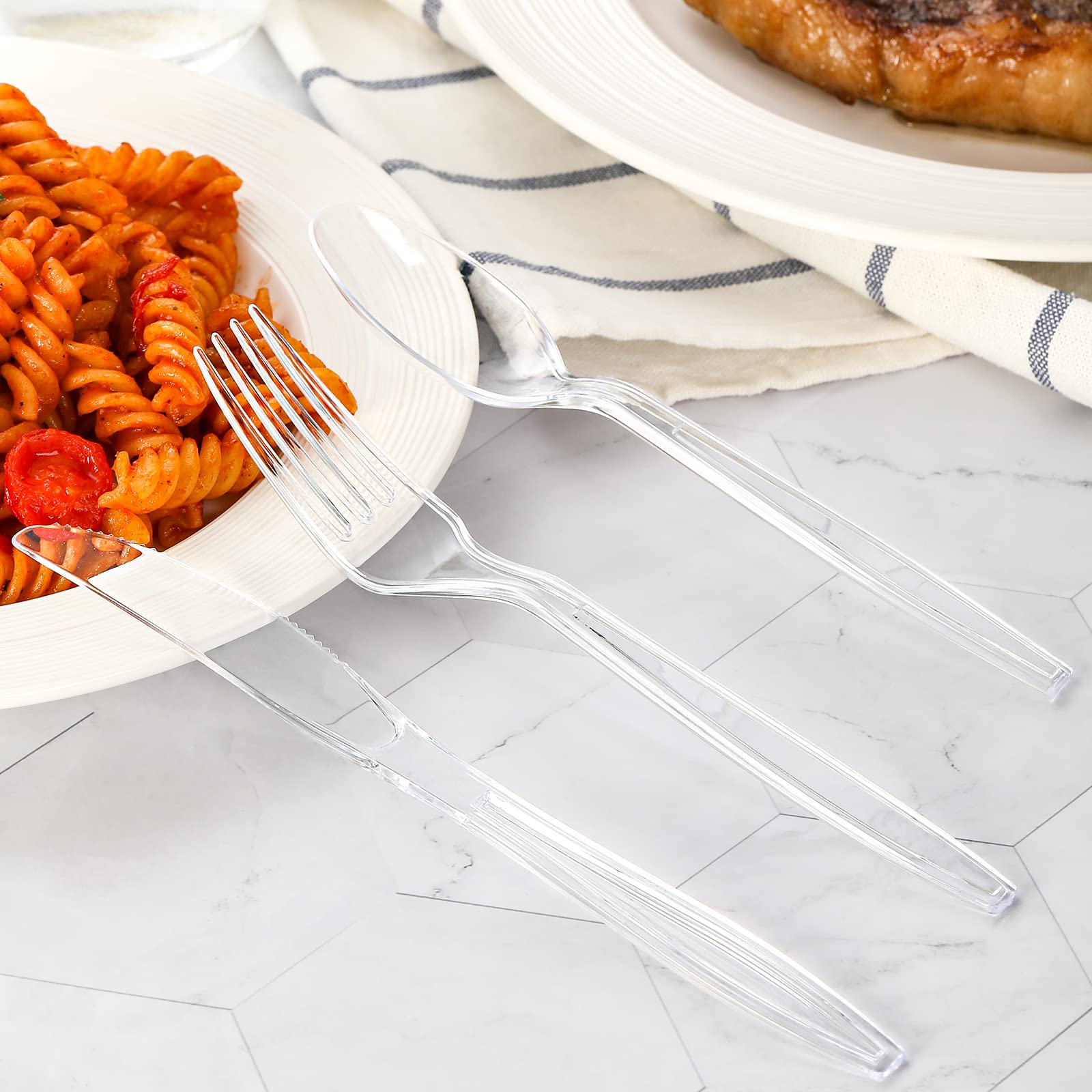 [400 PCS] Premium Disposable Clear Plastic Forks, Heat Resistant & BPA Free