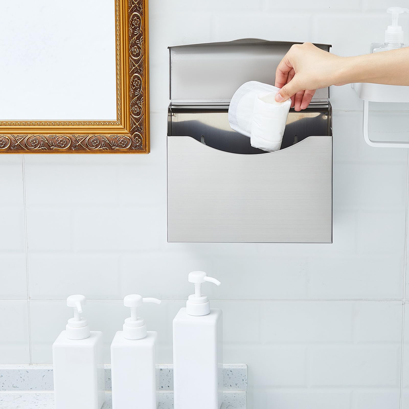 [4 Pcs]Disposal Stainless Steel Sanitary Napkin receptacle