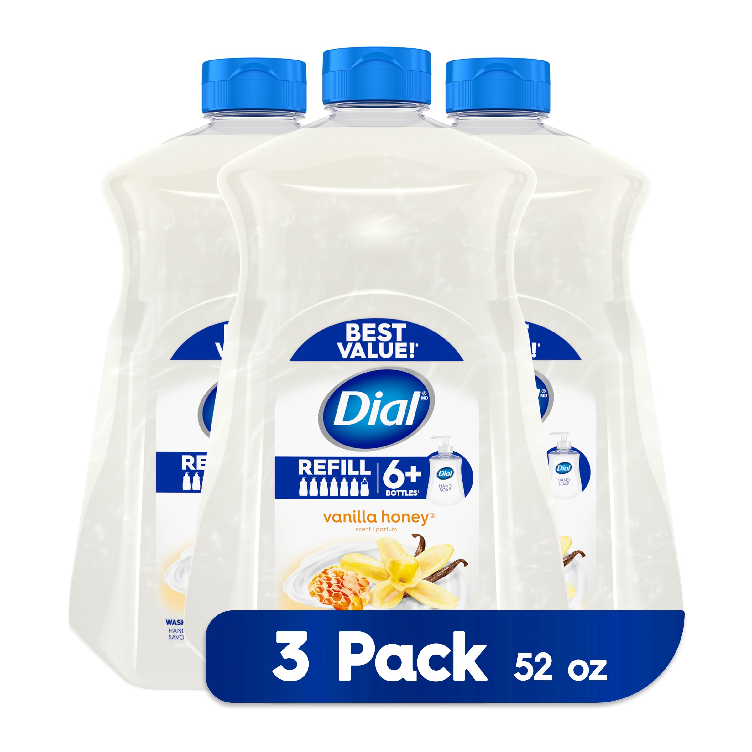 Dial Liquid Hand Soap Refill, 52 Fluid Oz (Pack of 3)