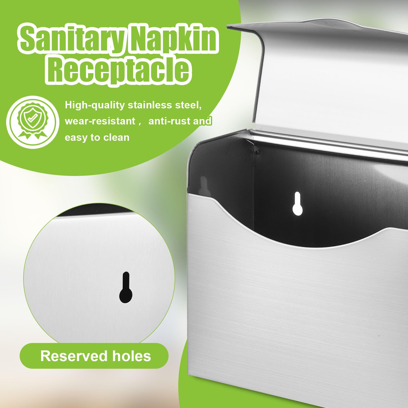 Tioncy 2Pcs Sanitary Napkin Disposal Receptacle with 200Pcs Pink Feminine Hygiene Disposal Bag
