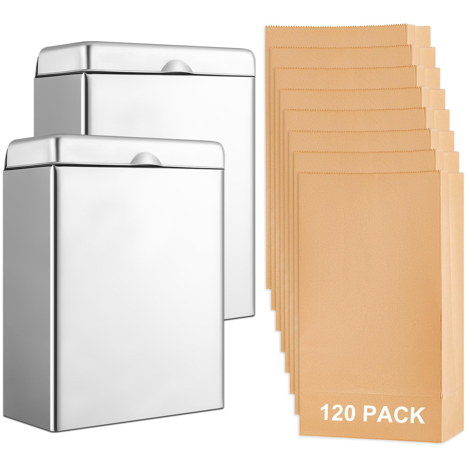 1 Pcs Sanitary Napkin Receptacle with 100 Feminine Hygiene Liner Bag