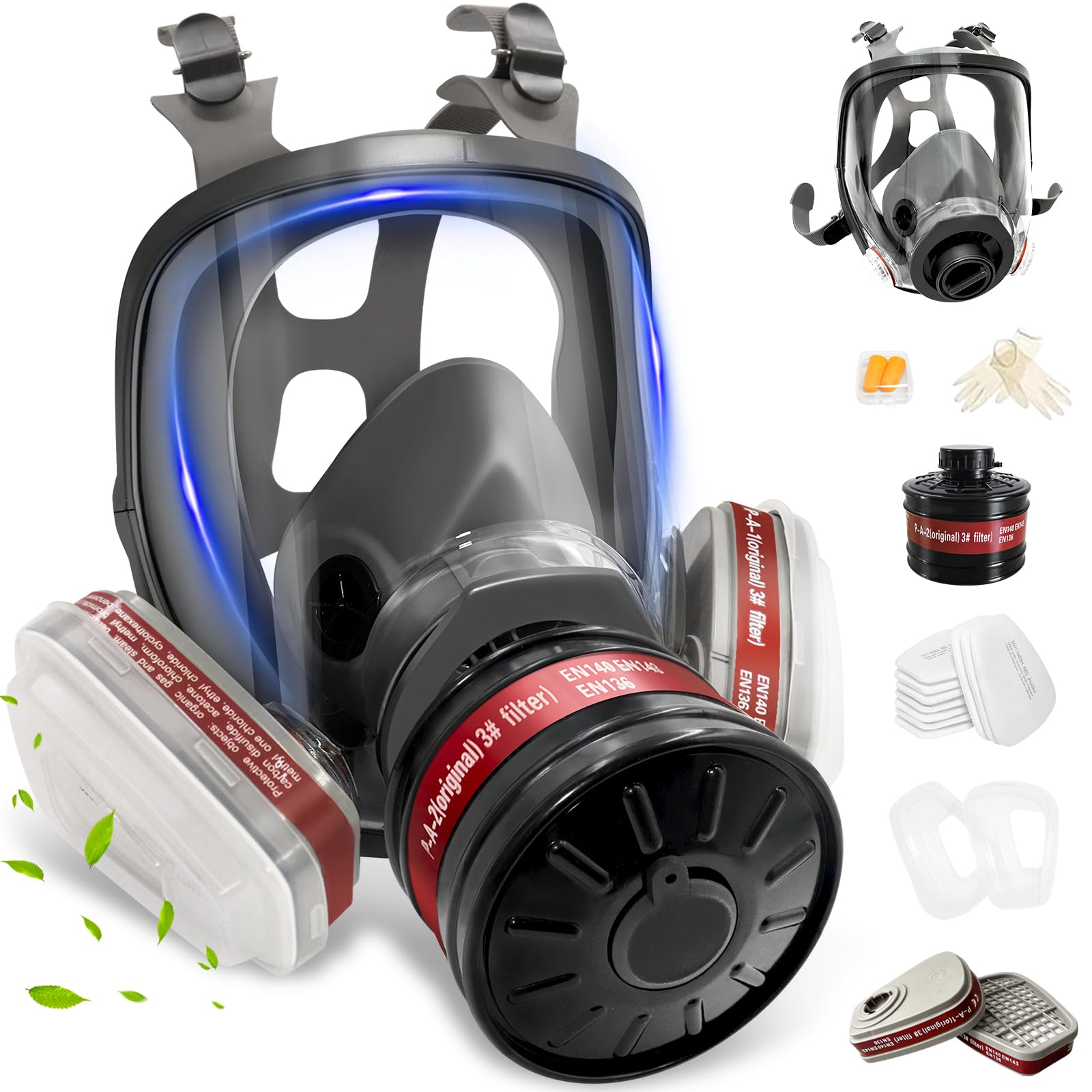[1 PC] Full Face Gas Mask with 40mm & 6001 Activated Carbon Filter