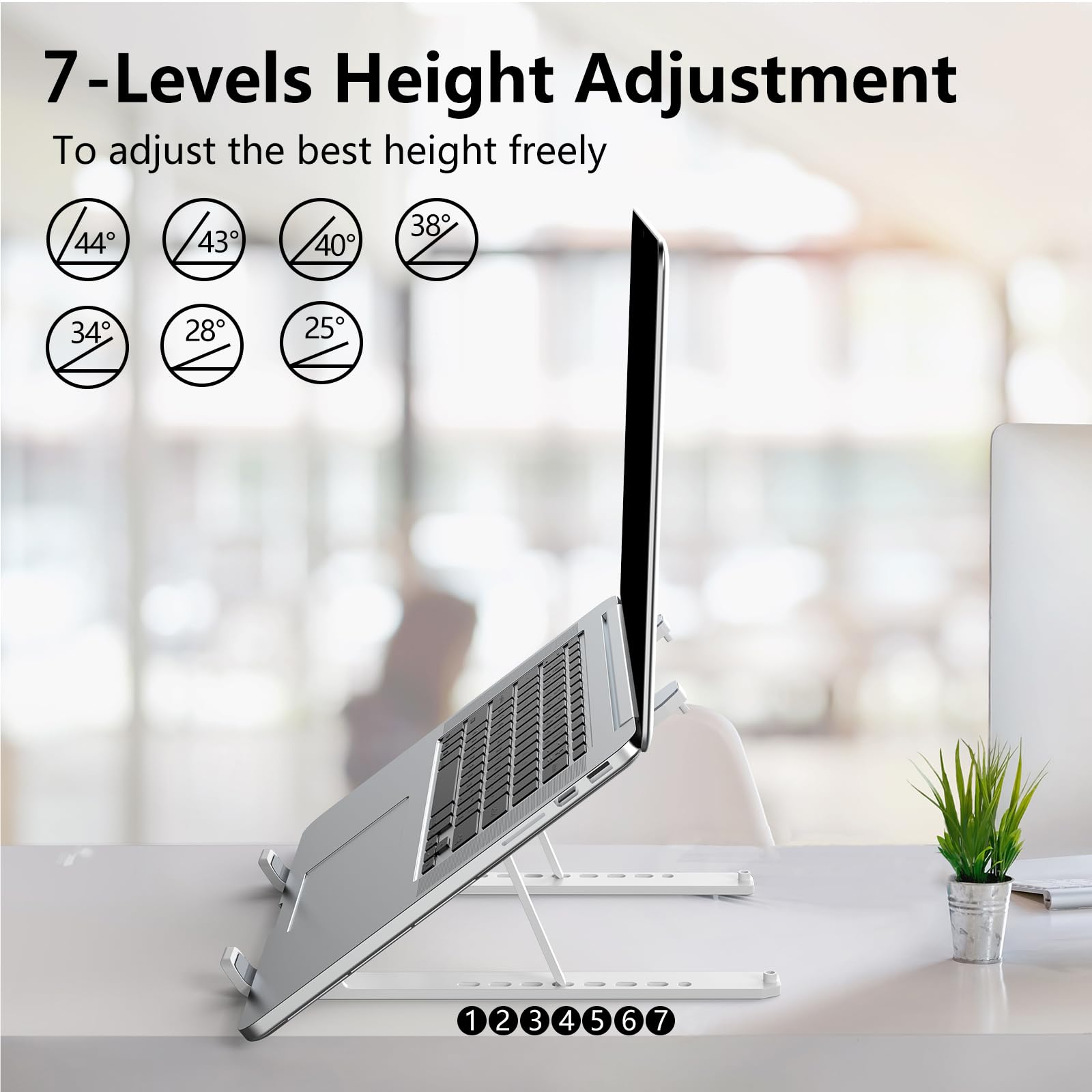 [1 PC] Laptop Stand for Desk, Adjustable Riser, Foldable & Portable Laptop Holder