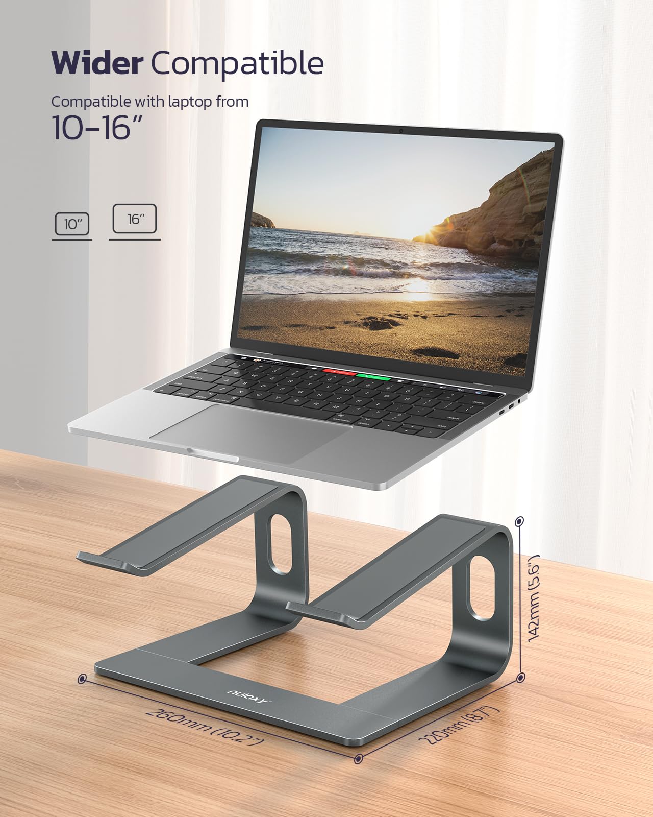 [1 PC] Detachable Ergonomic Laptop Mount Computer Stand for Desk, All 10-16" Laptops