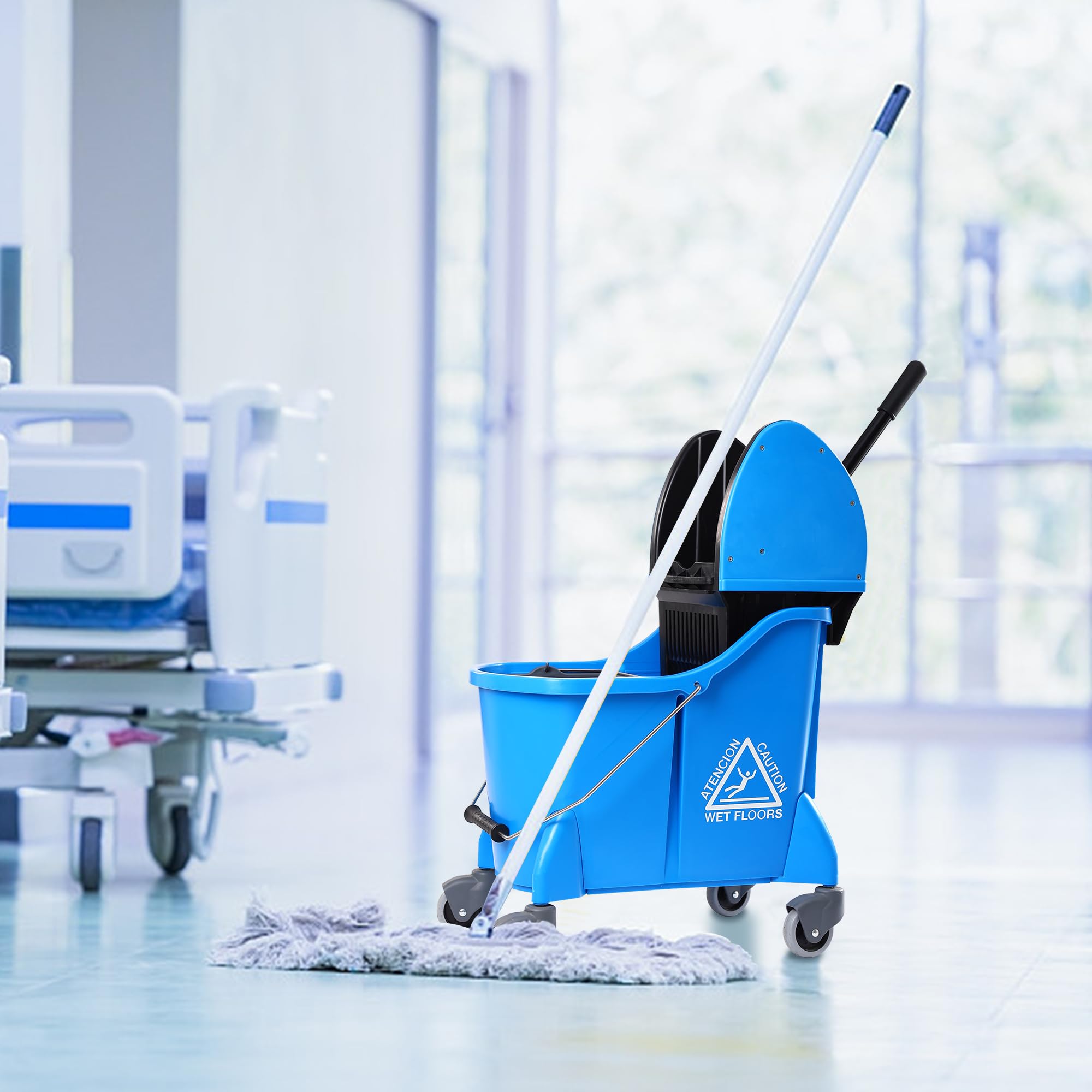 Mop Bucket with Wringer, Separate Dirty Water for Floor Cleaning