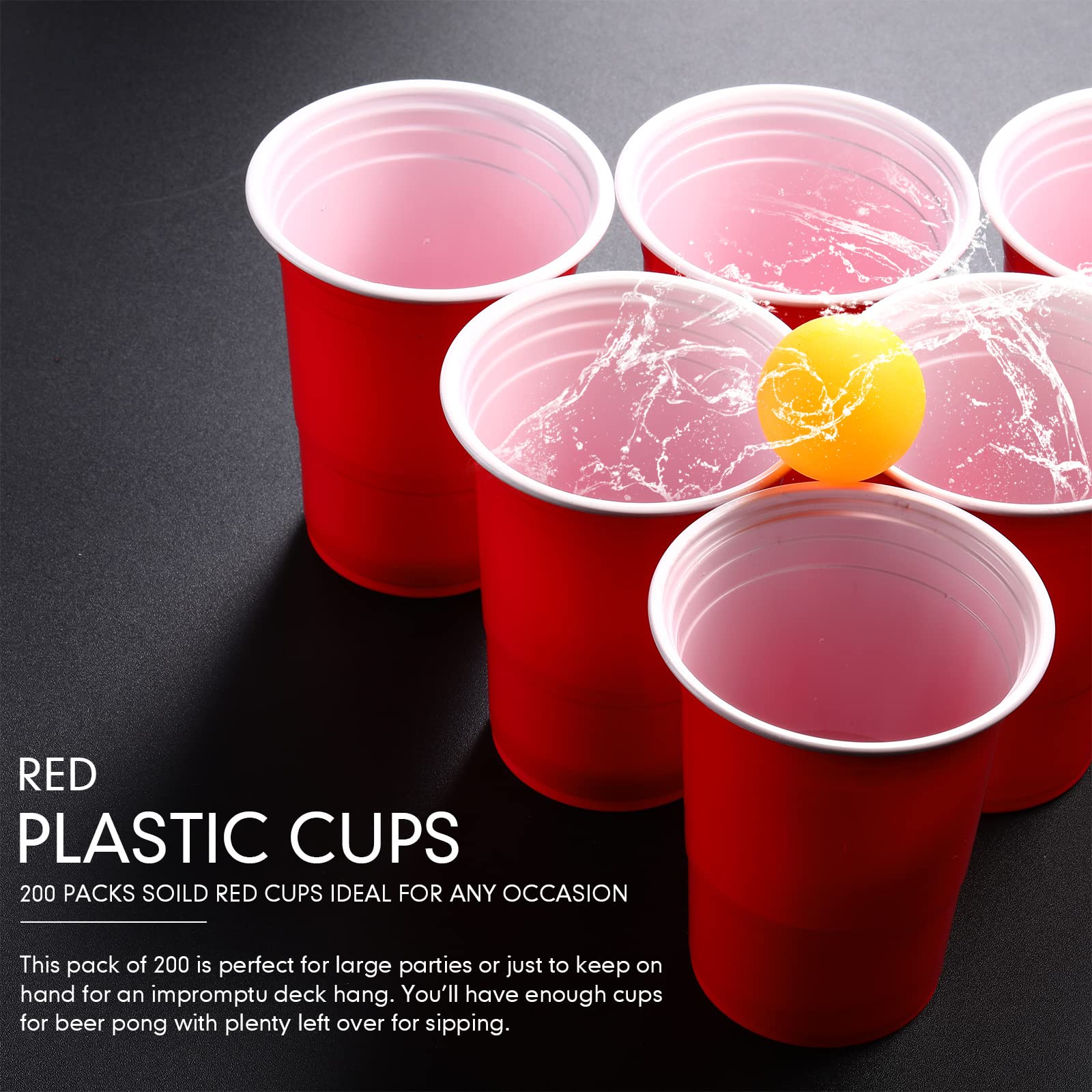 [200 PCS] 16 oz. Plastic Disposable Party Cups