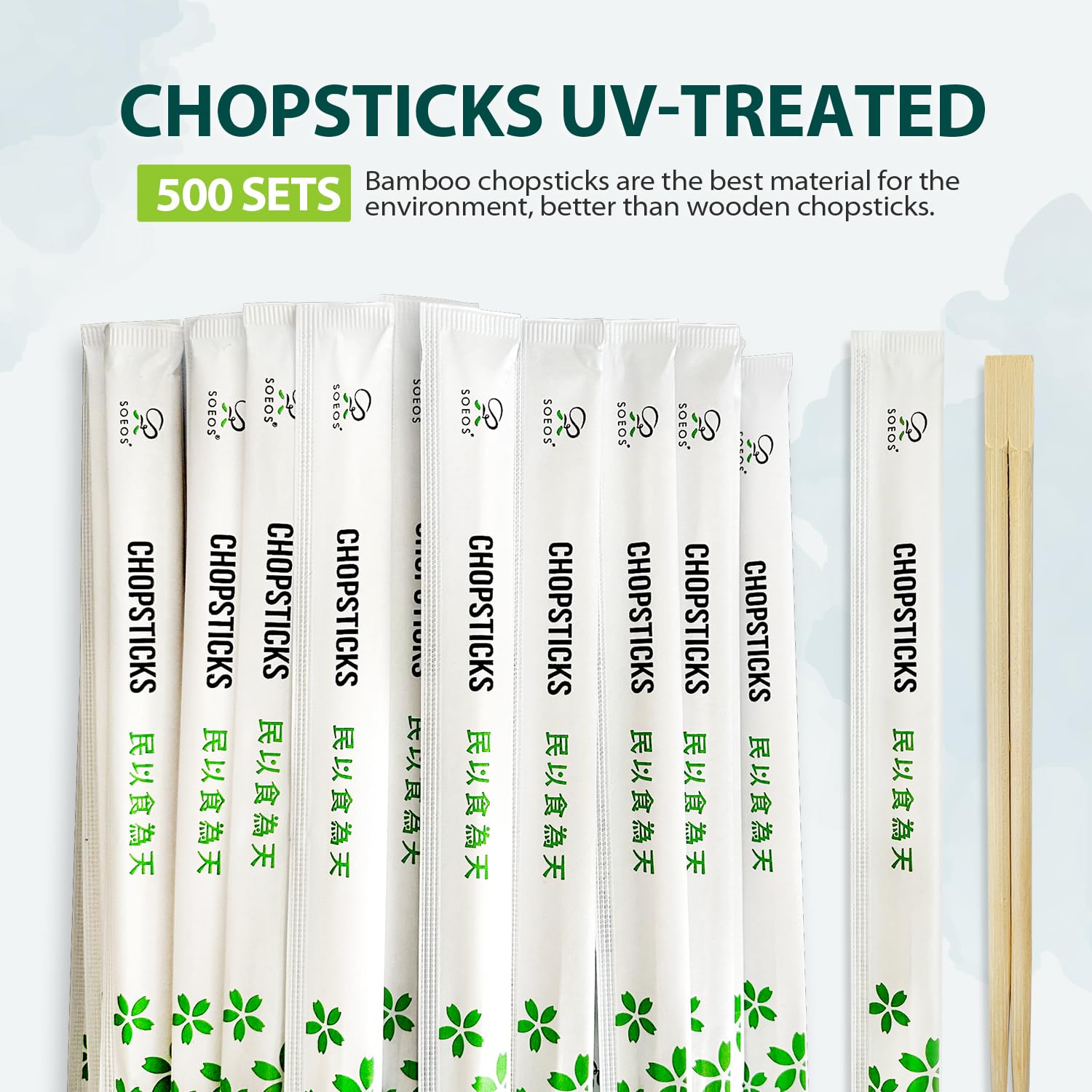 [500 Pairs] Premium Quality Disposable Bamboo Chopsticks, 9" Length