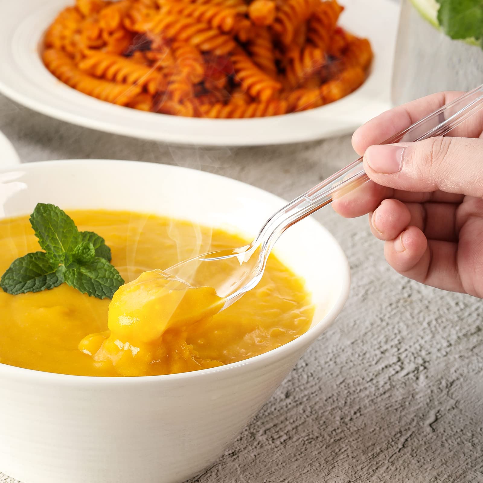 [400 PCS] Premium Disposable Clear Plastic Spoons, Heat Resistant & BPA Free