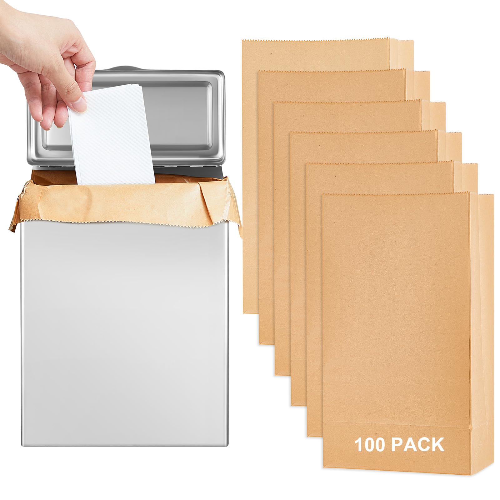 1 Pcs Sanitary Napkin Receptacle with 100 Feminine Hygiene Liner Bag