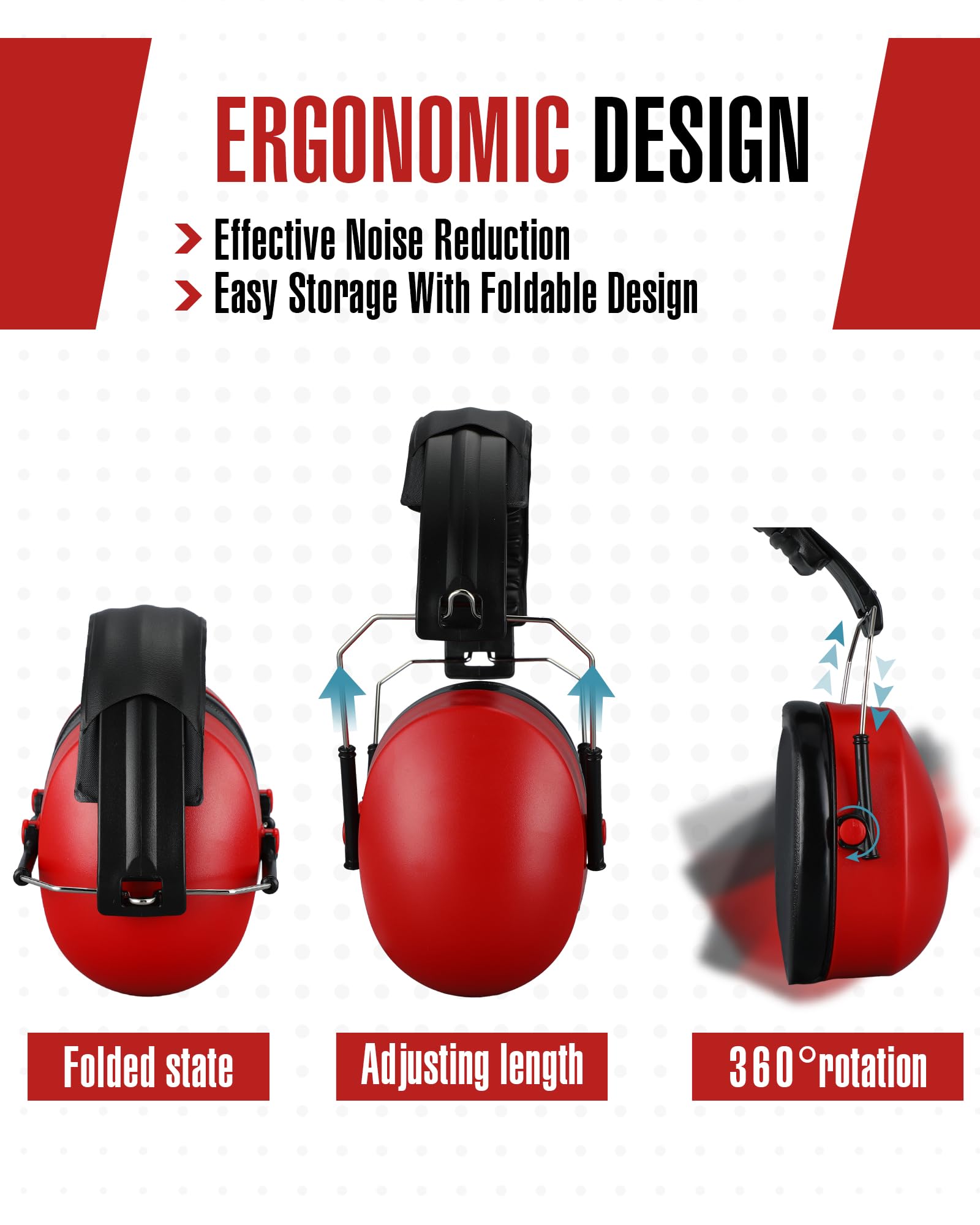 [12 PCS] Hearing Protection Ear Muffs, NRR 28dB Noise Reduction