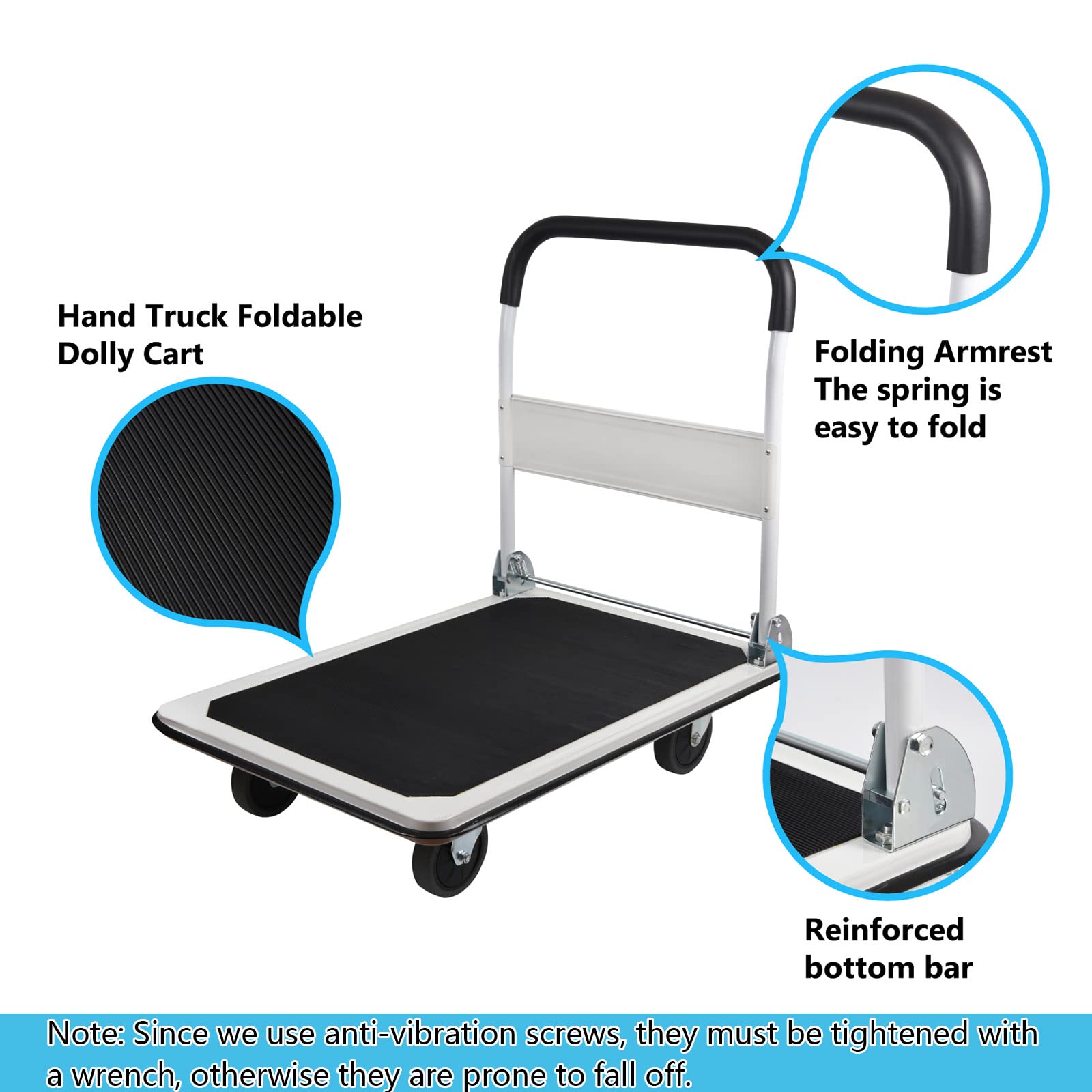 LEADALLWAY Foldable Push Cart Platform Cart
