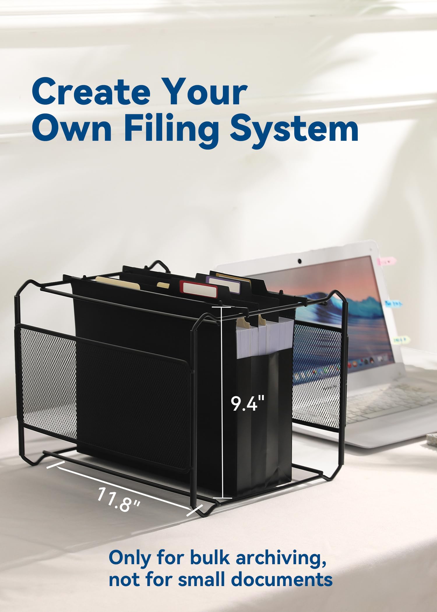 [6 Pack] Plastic High Capacity Hanging File Folders, 4" Expanding Pocket with Movable Dividers