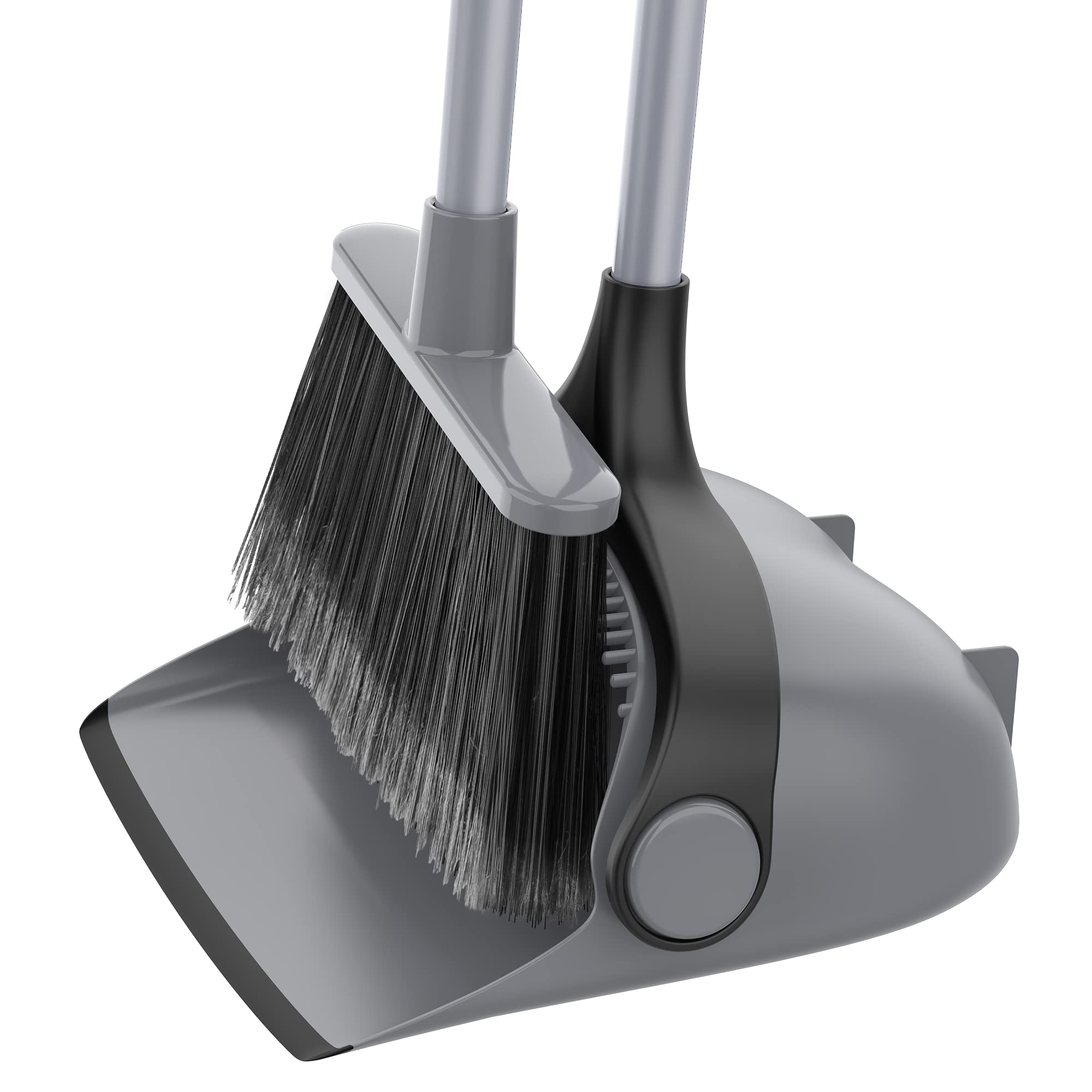 MR.SIGA Broom and Dustpan Set with Adjustable Long Handle