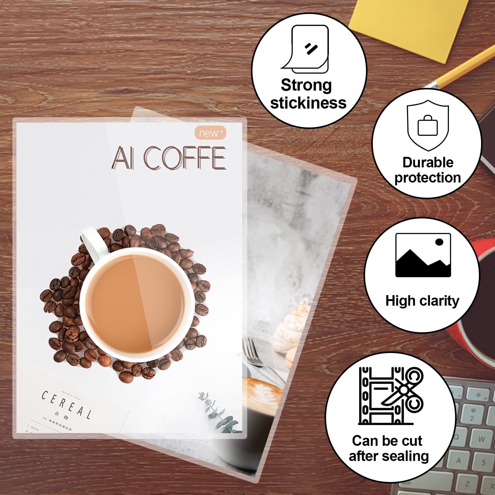 [100/200/300 Pack] Holds 8.5 x 11 Inch Sheets, 5Mil Clear Thermal Laminating Pouches 9 x 11.5 Inch