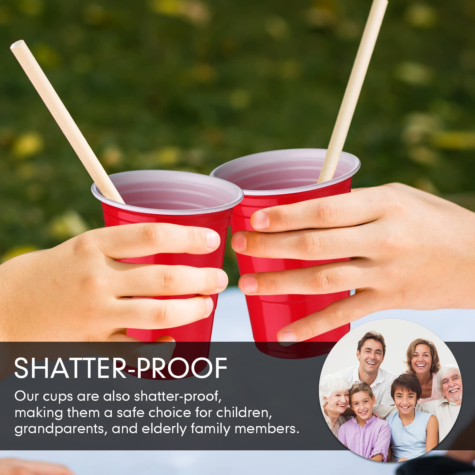 [200 PCS] 16 oz. Plastic Disposable Party Cups