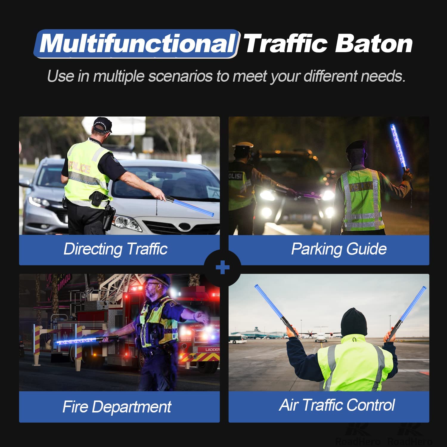 [2 / 4 Pack] Traffic Wand, 21 Inch Led Traffic Control Baton