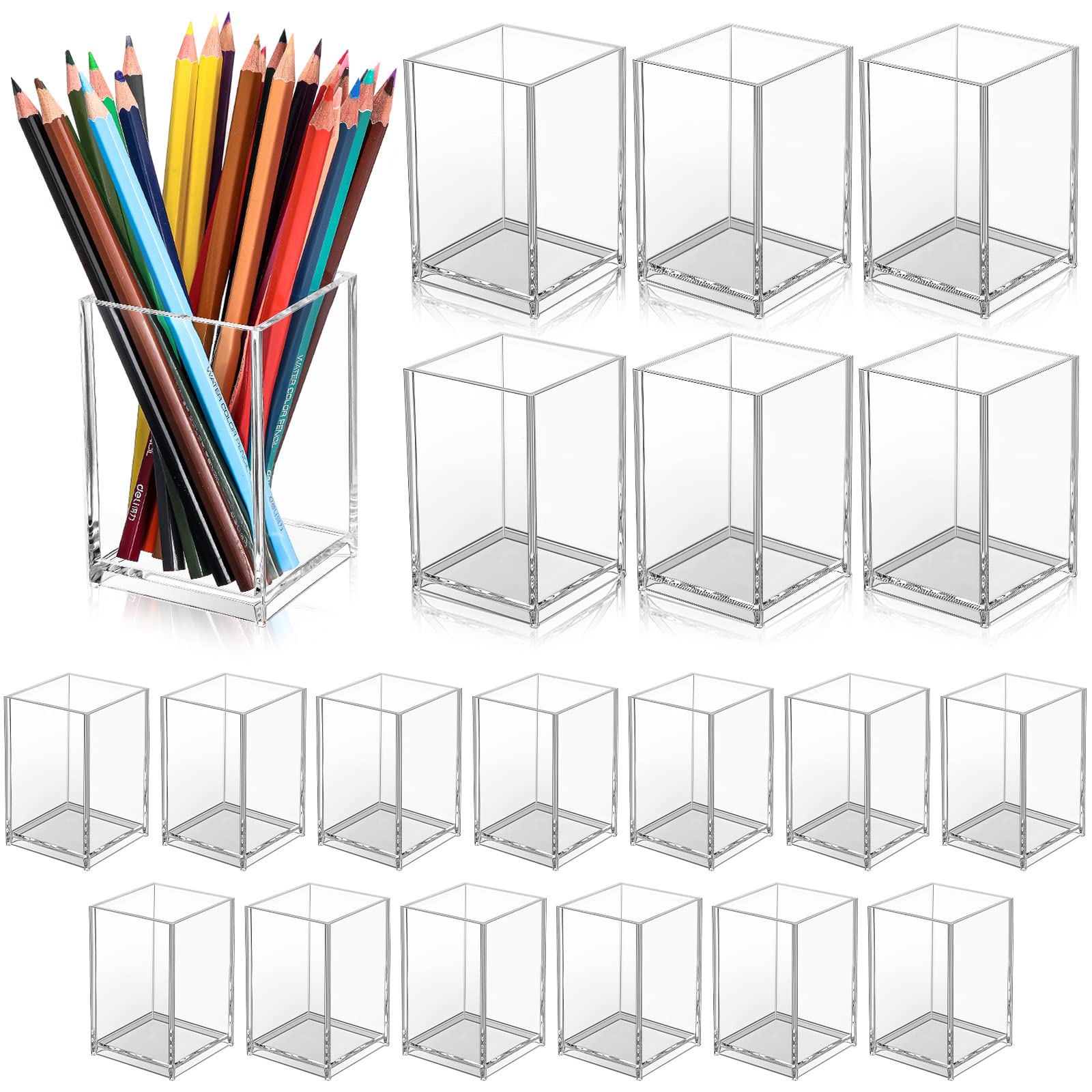 20 Pieces Acrylic Pencil Holdet (Black/White/Clear)