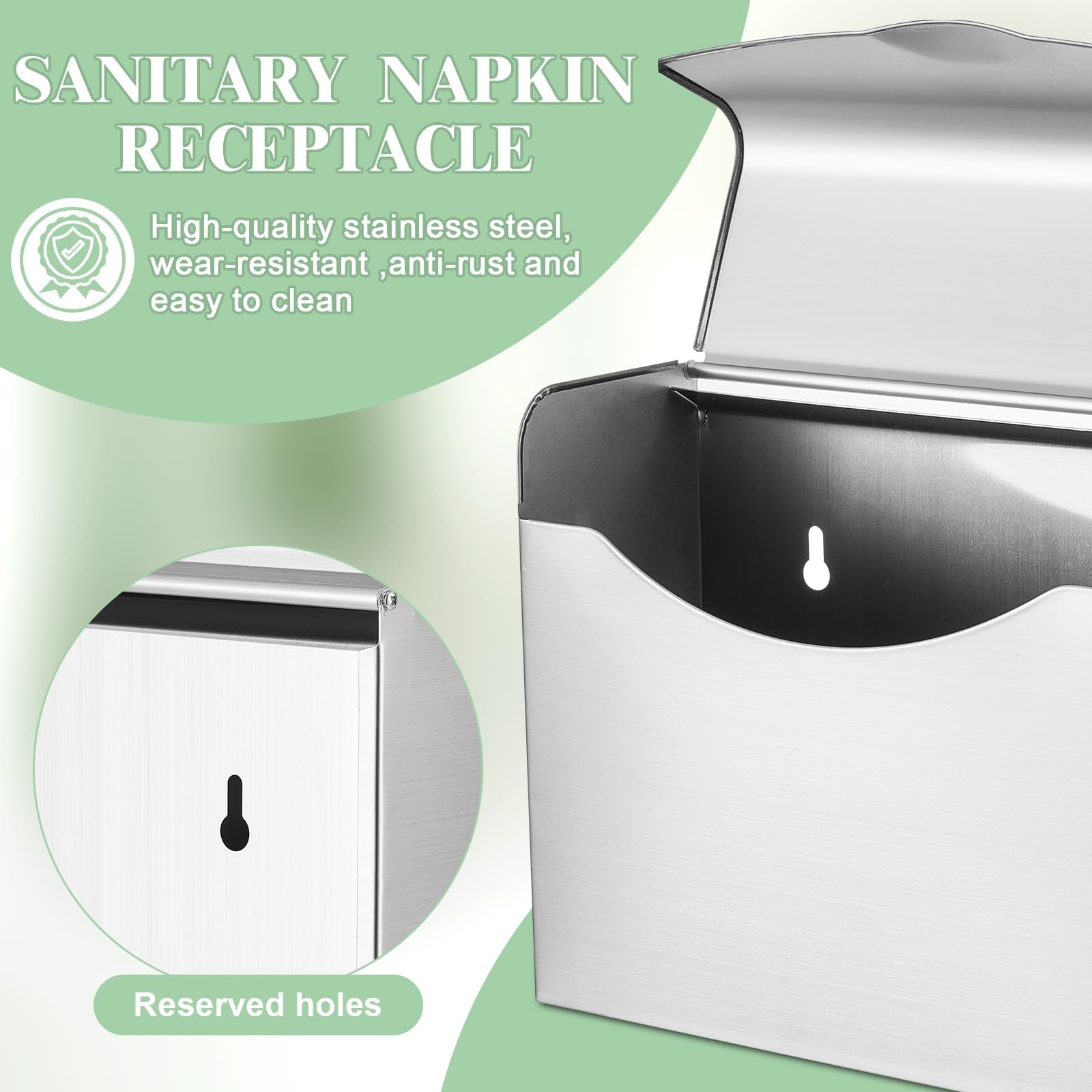 [4 Pcs]Disposal Stainless Steel Sanitary Napkin receptacle