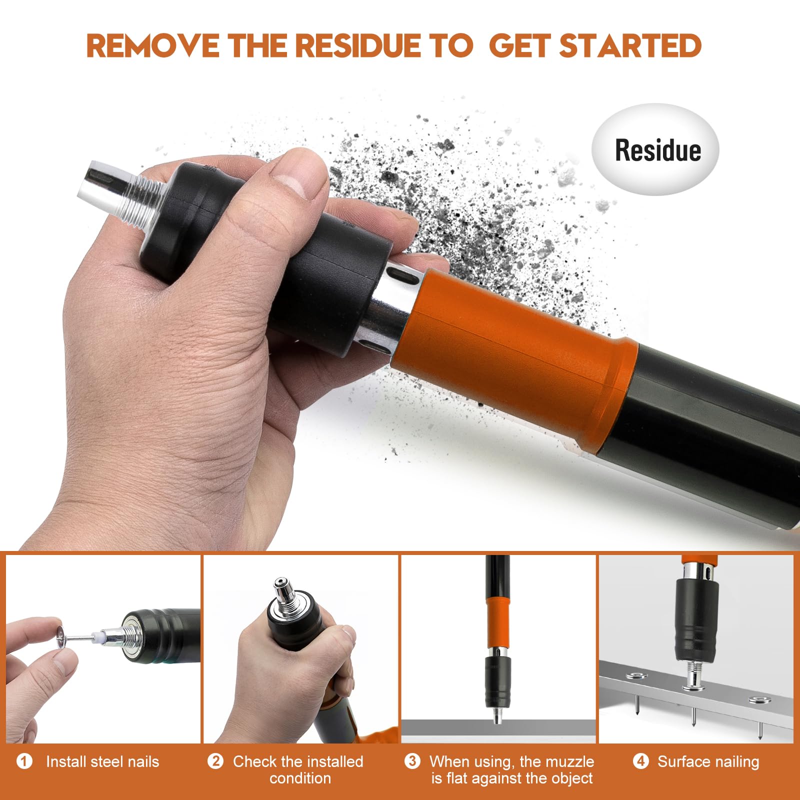 Manual Nail Gun Kits with 50 Pcs Nails, 4 Gears Power Adjustable