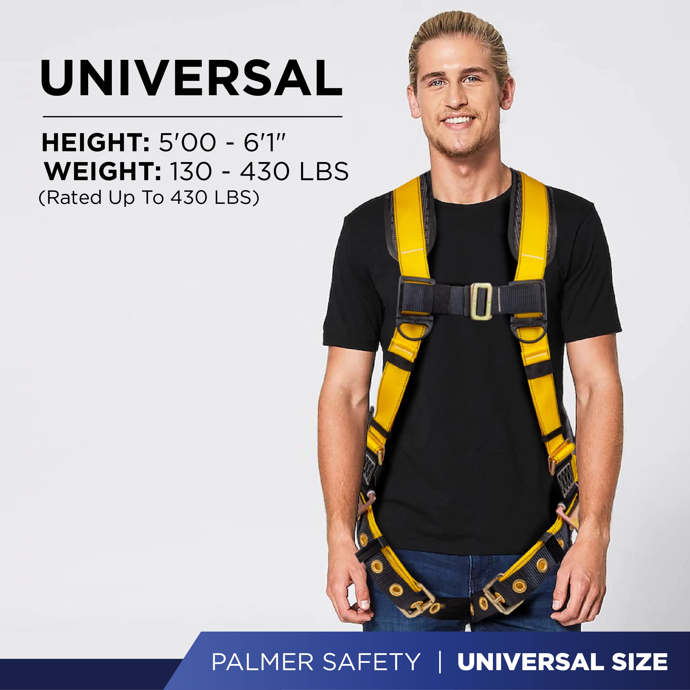 [1 Pack] Fall Protection 5pt Safety Harness w/ OSHA ANSI Compliant Personal Equipment