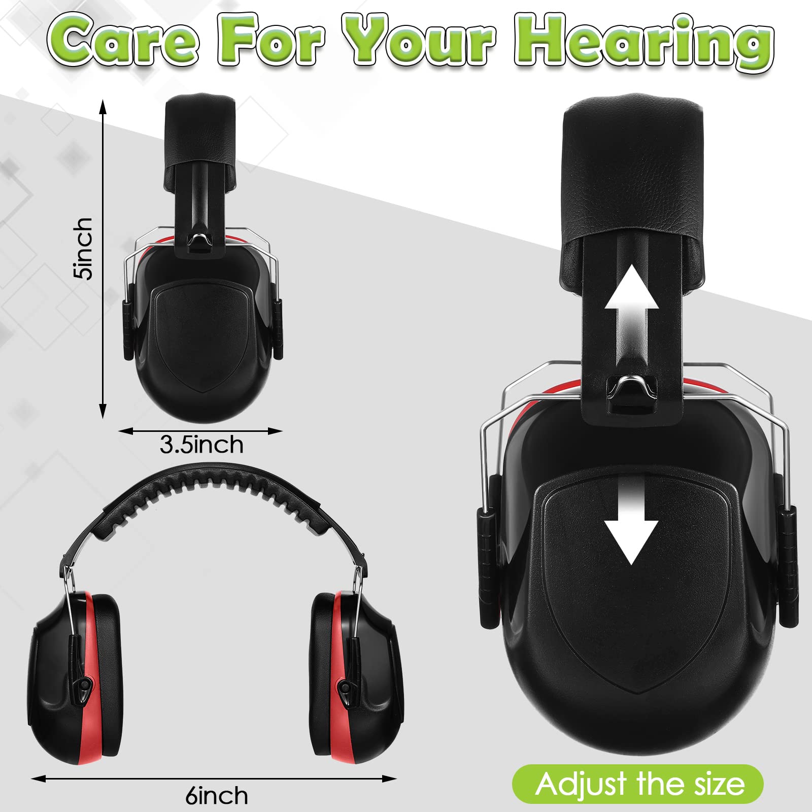 [6 PCS] Ear Protection, Noise Reduction, NRR 28dB Safety Hearing Ear Muffs
