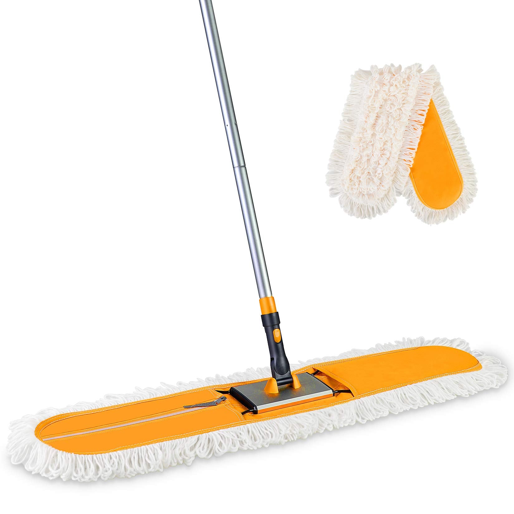 36" Commercial Industrial Cotton Mop Dust Floor Mop with Total 2 Mop Pads