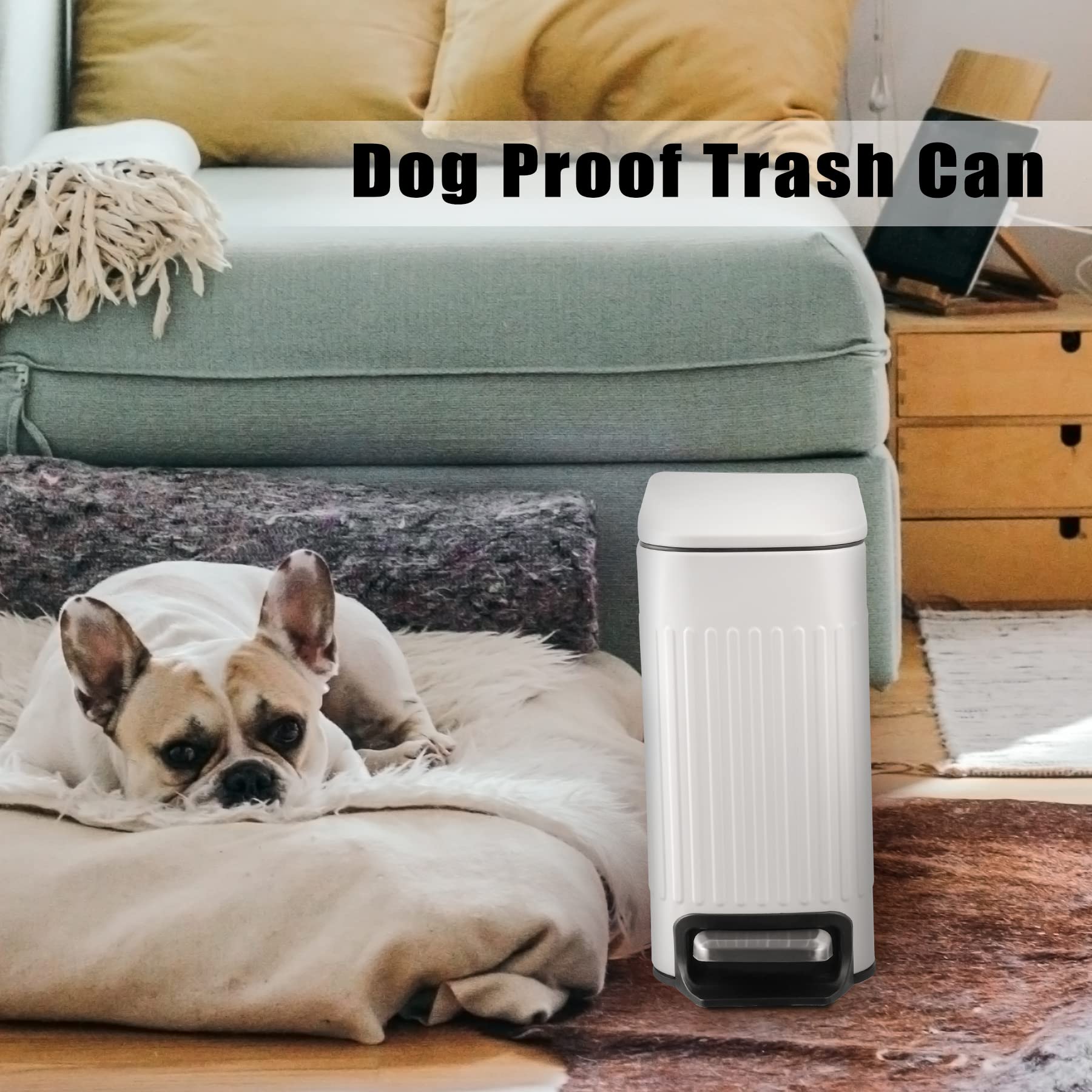 Slim Bathroom Trash Can with Lid Soft Close, 6 Liter/1.6 Gallon