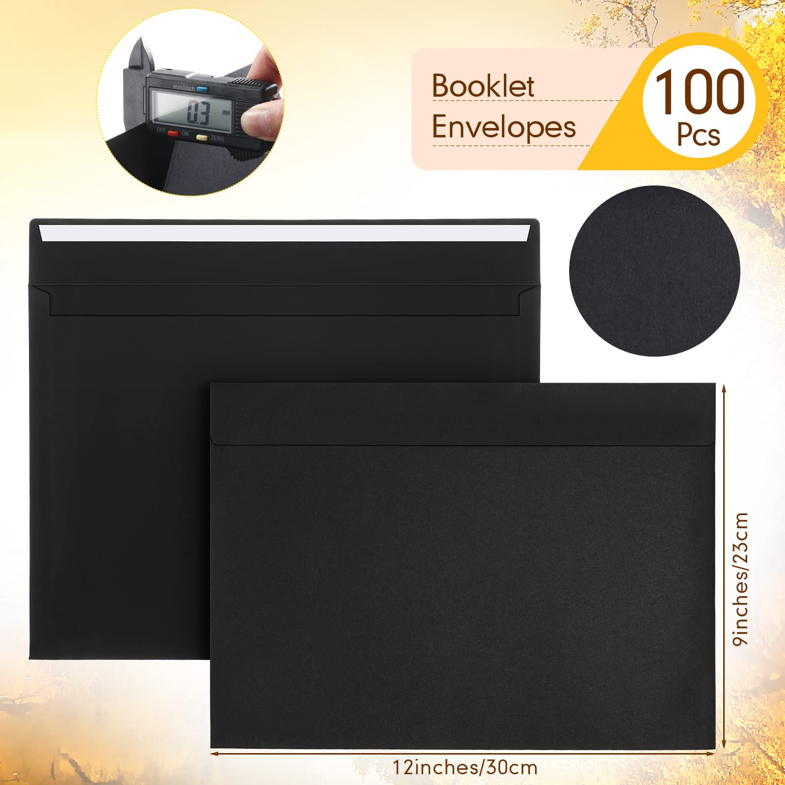 [100 Pack] Booklet Envelopes 9 x 12 Open End Envelope 80 lb 120gsm (Black & Navy Blue)